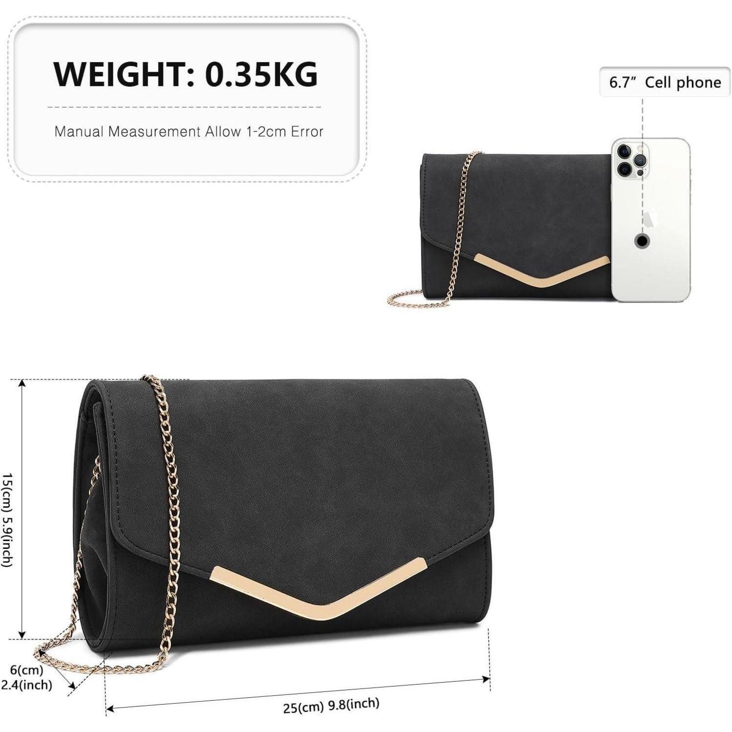 LuxusKollektion Clutch Damen Clutch Abendtasche Schwarz PU Leder Umhängetasche