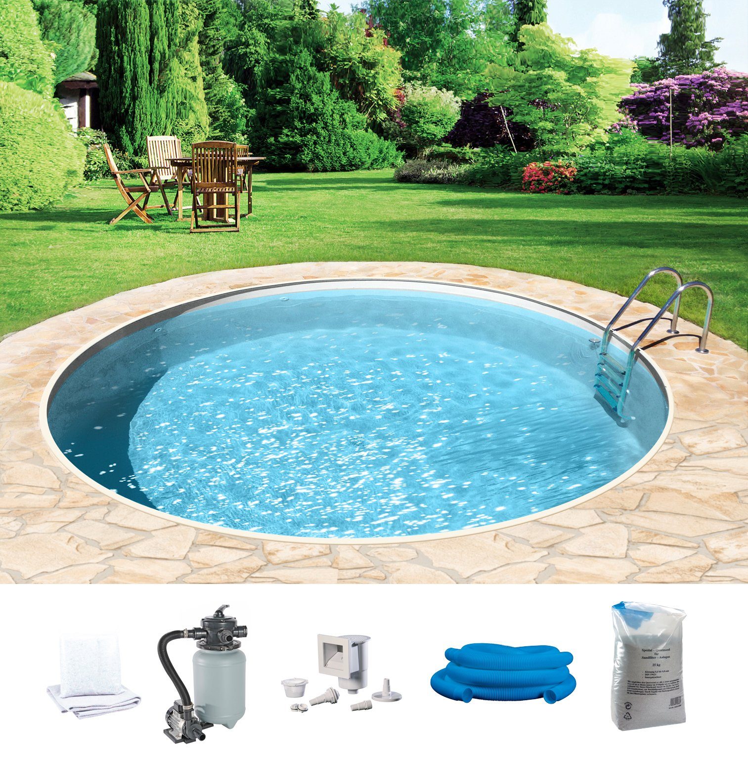 KONIFERA Rundpool HOLIDAY 2 (Set, 6-tlg), Höhe: 120 cm, in verschiedenen Größen