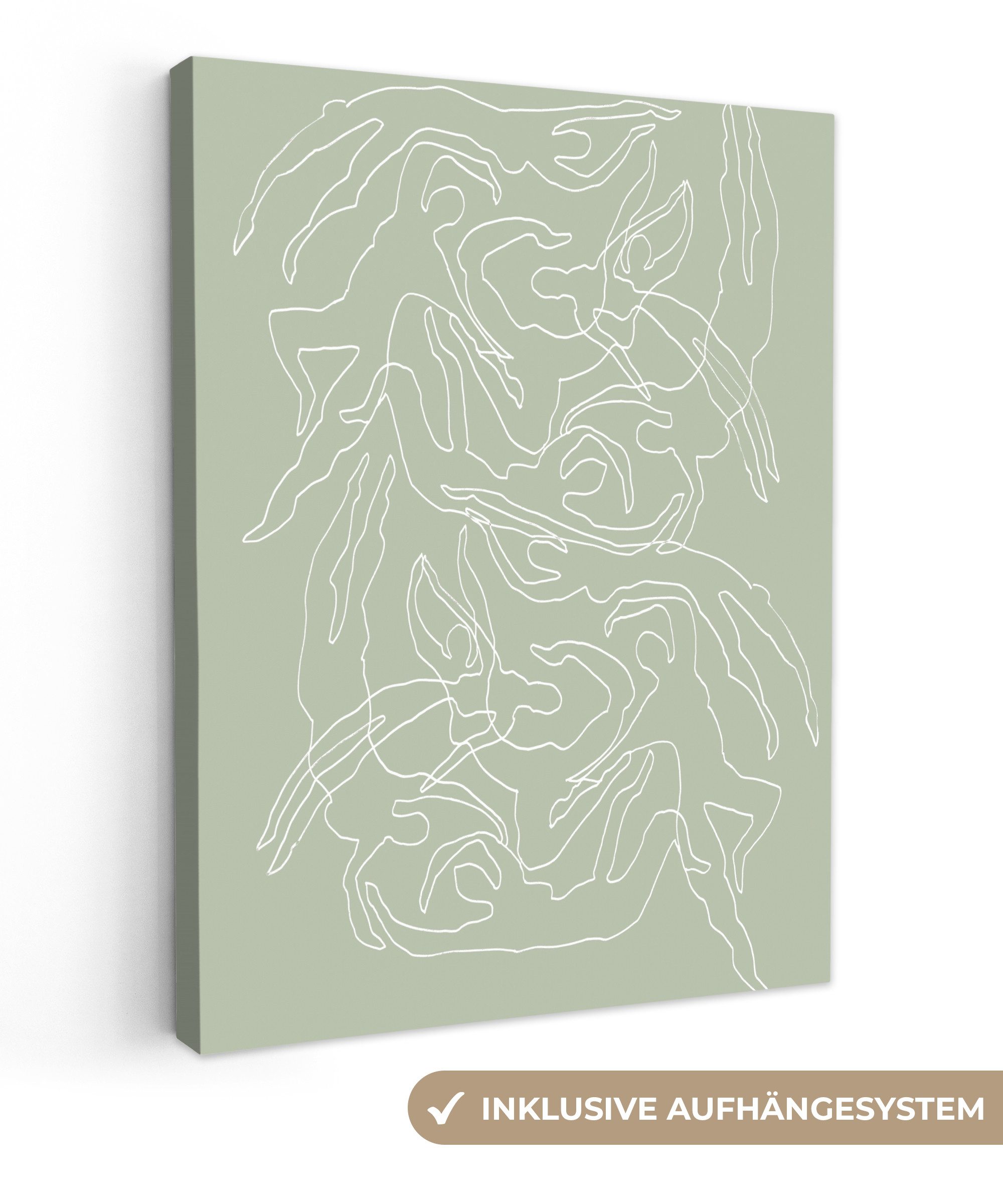 OneMillionCanvasses® Leinwandbild Strichzeichnung - Grün - günstig online kaufen