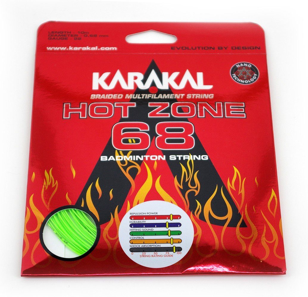 Karakal Badmintonsaite Hot Zone 68 grün 10m Set, Saitendicke: 0.68