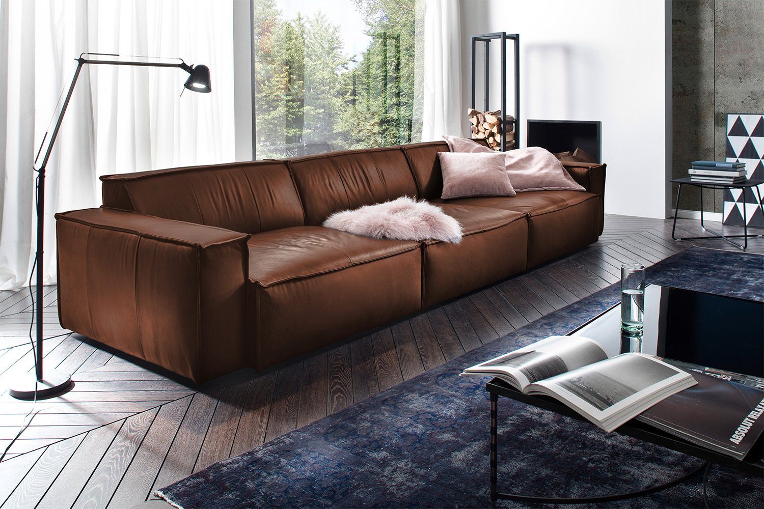 KAWOLA Riesensofa Farben Leder verschiedene Sofa braun SAMU,