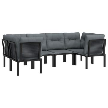 vidaXL Gartenlounge-Set 6-tlg. Garten-Lounge-Set Schwarz und Grau Poly Rattan, (6-tlg)