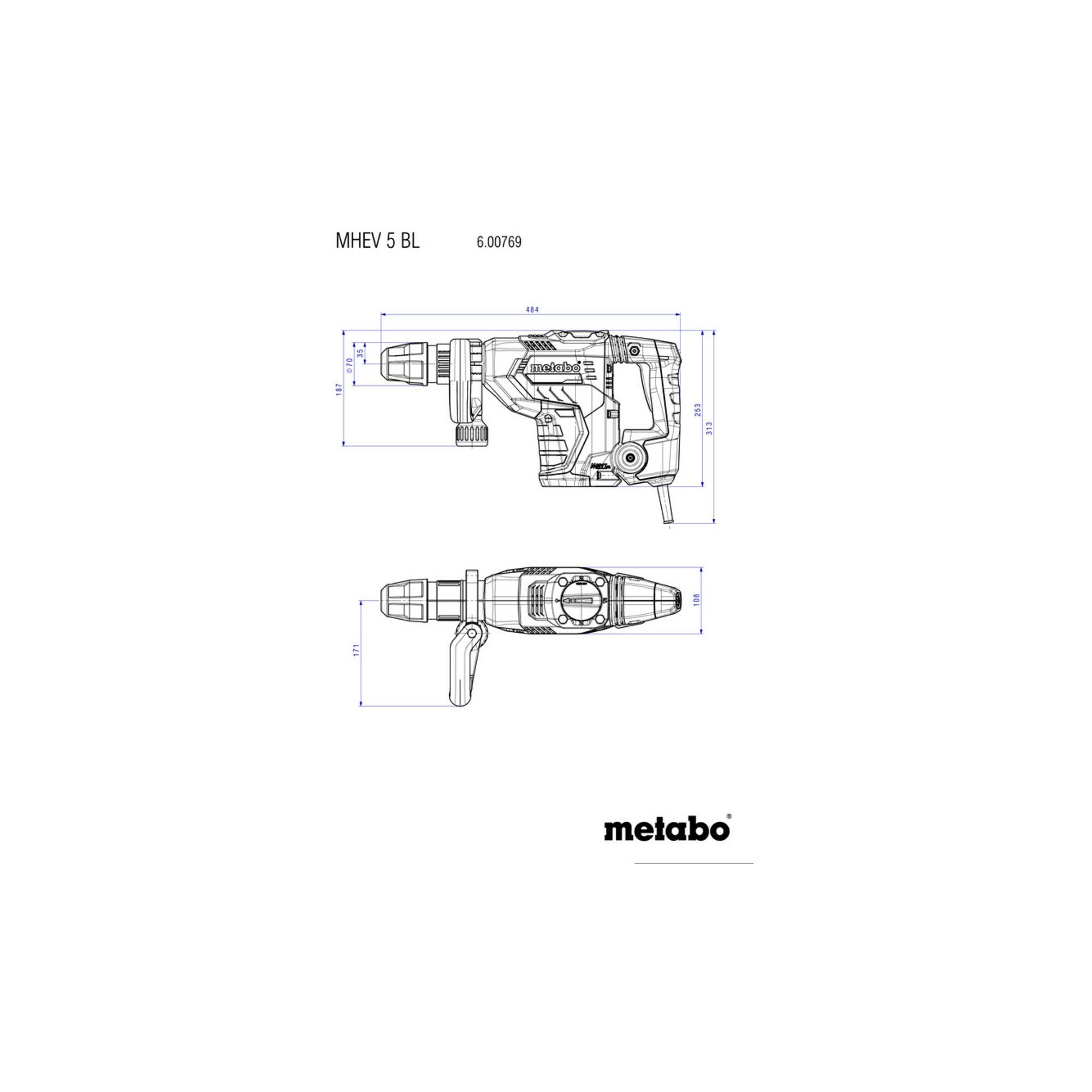 metabo Bohrhammer Metabo Meißelhammer MHEV 5 BL Kunststoffkoffer