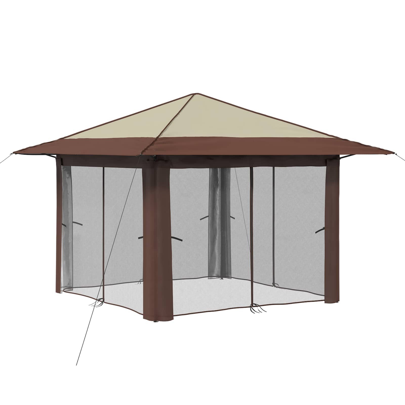 vidaXL Partyzelt Gazebo mit 4 Seitenwänden 3,3 x 3,3 m Creme und Braun