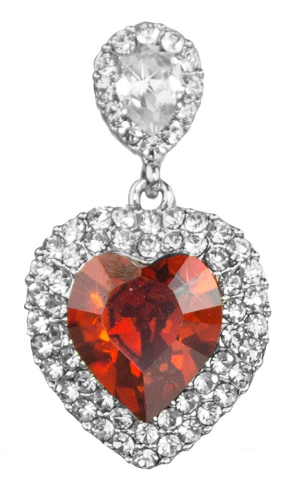 LUISIA® Paar Ohrstecker Herz mit Kristallen von Swarovski® - Rot/Kristall - Ohrschmuck (inkl. Schmuckbox)
