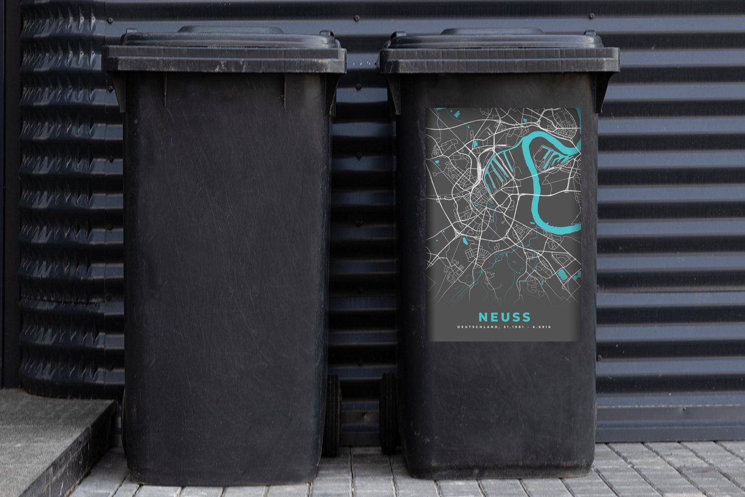 Neuss Mülltonne, Stadtplan - Wandsticker - St), Deutschland - MuchoWow Container, Karte Abfalbehälter Mülleimer-aufkleber, Sticker, (1
