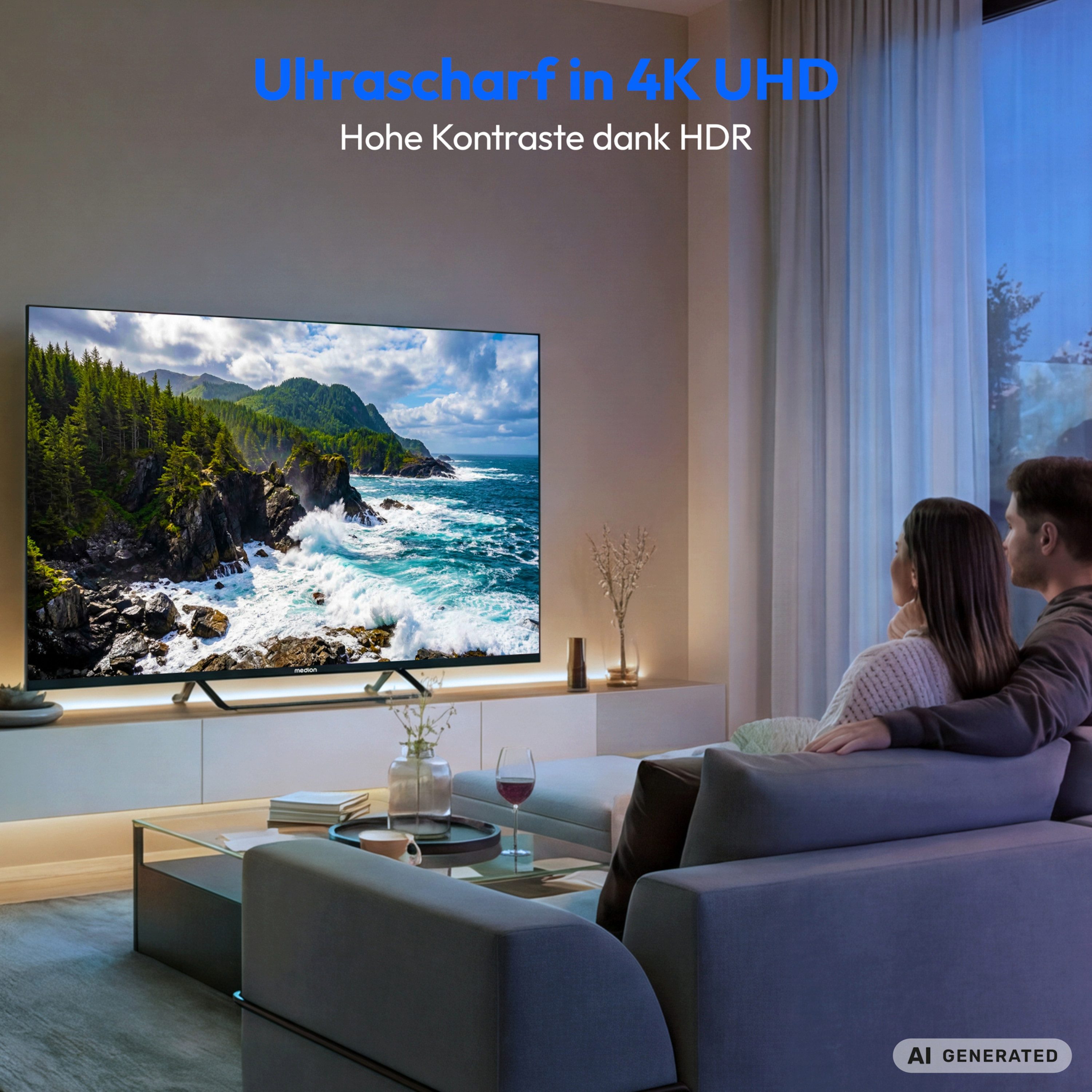 Medion® MD865401 LCD-LED Fernseher (163.9 cm/65 Zoll, 4K Ultra HD, 60Hz, X8652602)
