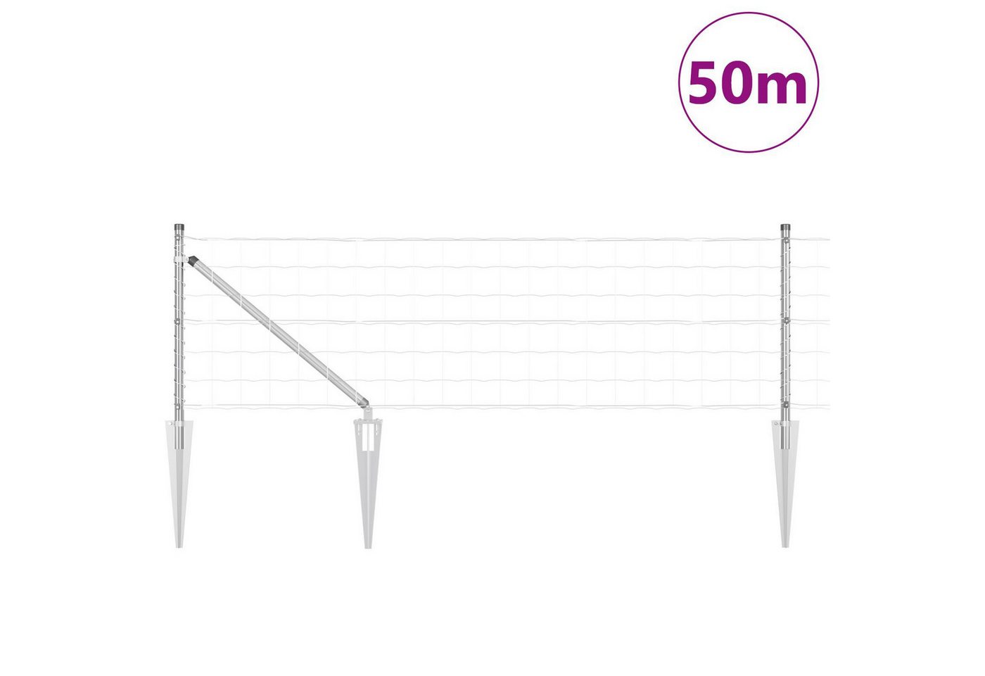 Thumbnail - vidaXL Gartenzaun Euro Zaun mit 13 Spike Pfosten 0.4x50 m Verzinkter Stahl, (3-St)