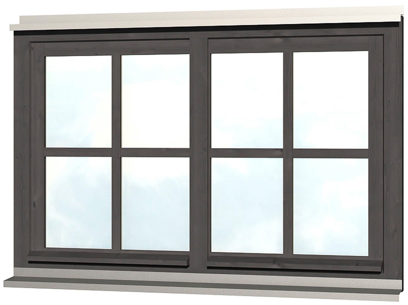 Skanholz Fenster Doppelfenster, für Carports, 132,4 x 82,1 cm