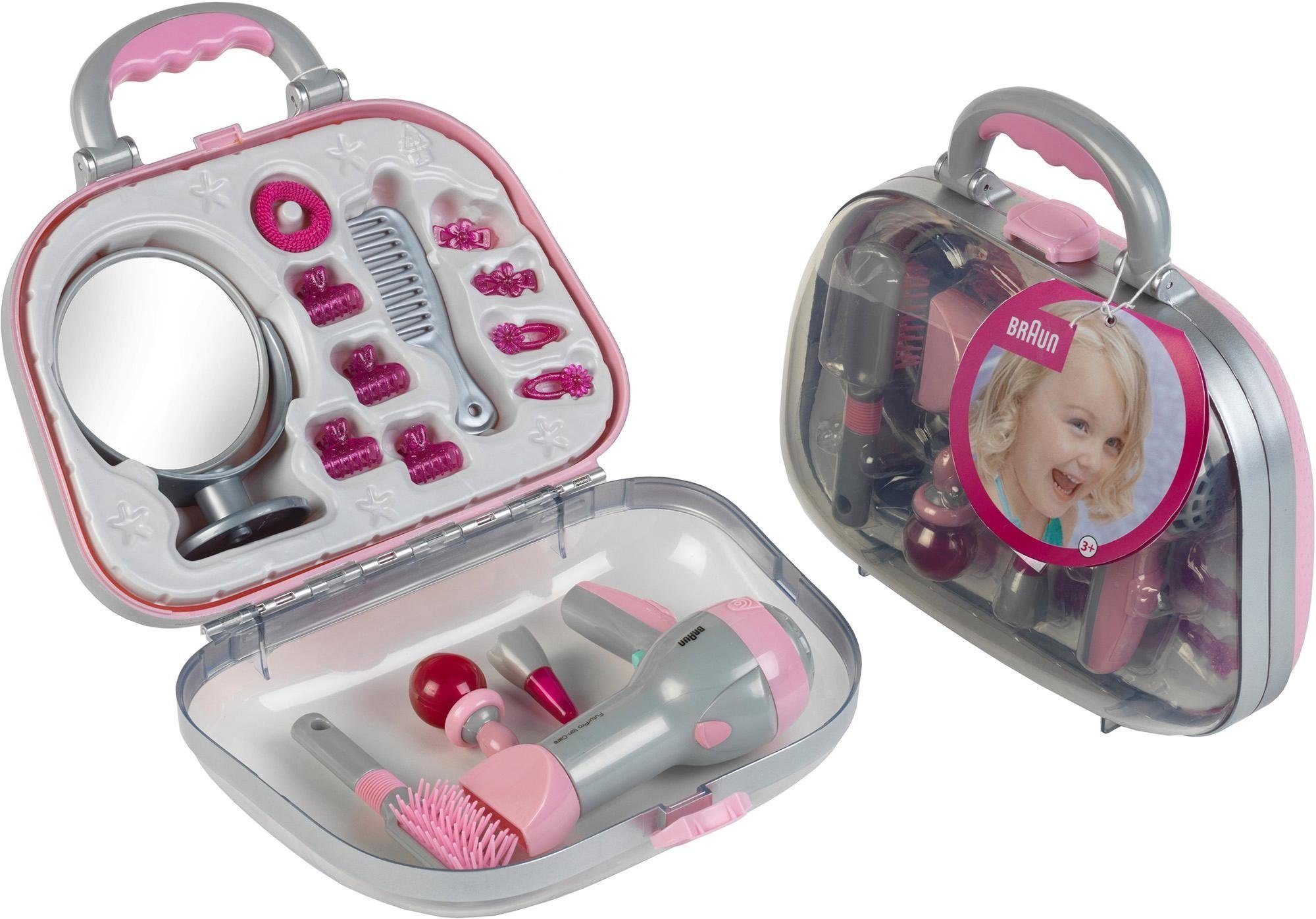 Klein Spielzeug-Frisierkoffer Koffer mit Braun Fön und Zubehör