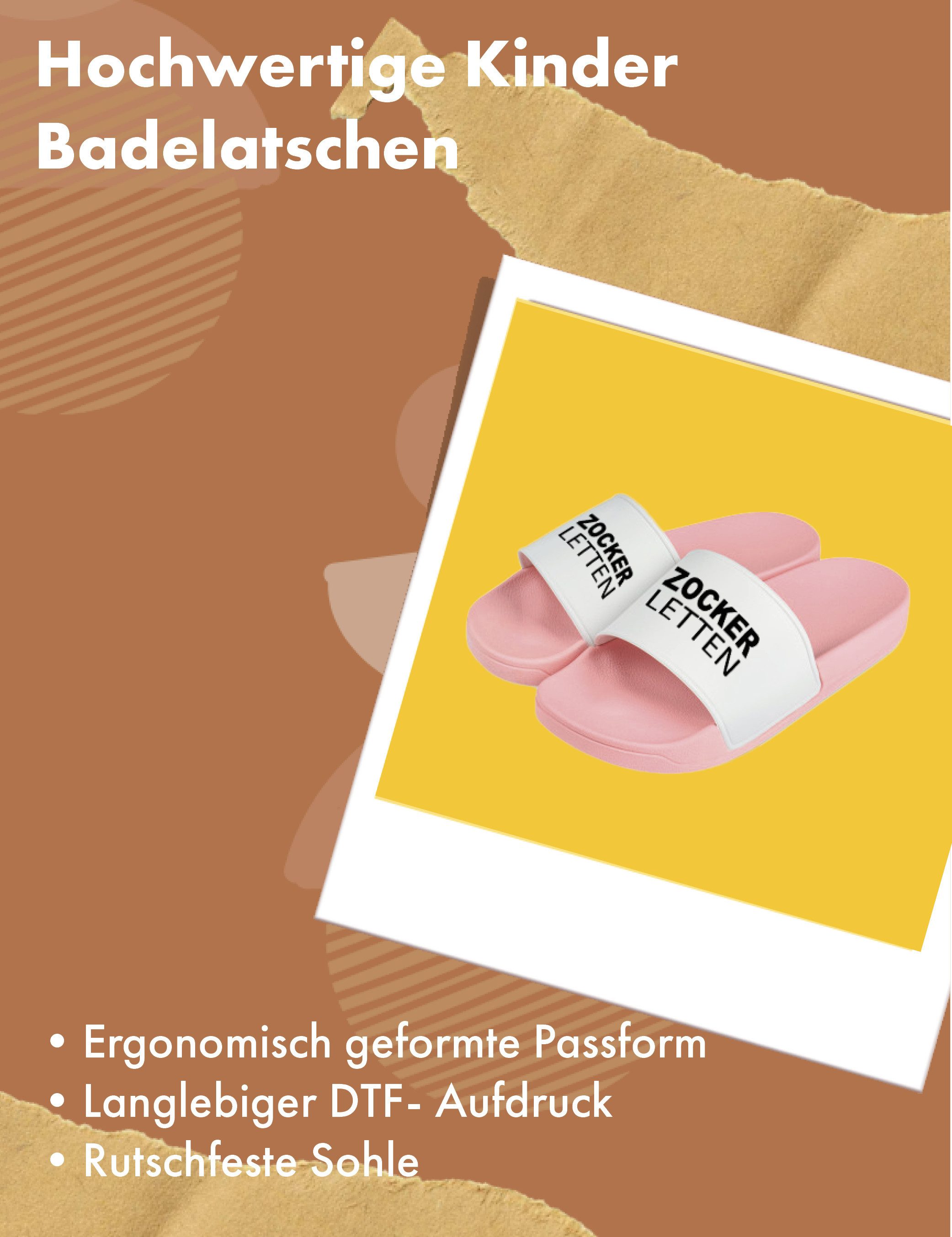 Youth Designz Kinder Badelatschen "Zocker Letten" Fun-Print lustig Geschenk Badeschuh mit witzigen Aufdruck für Kinder Statement