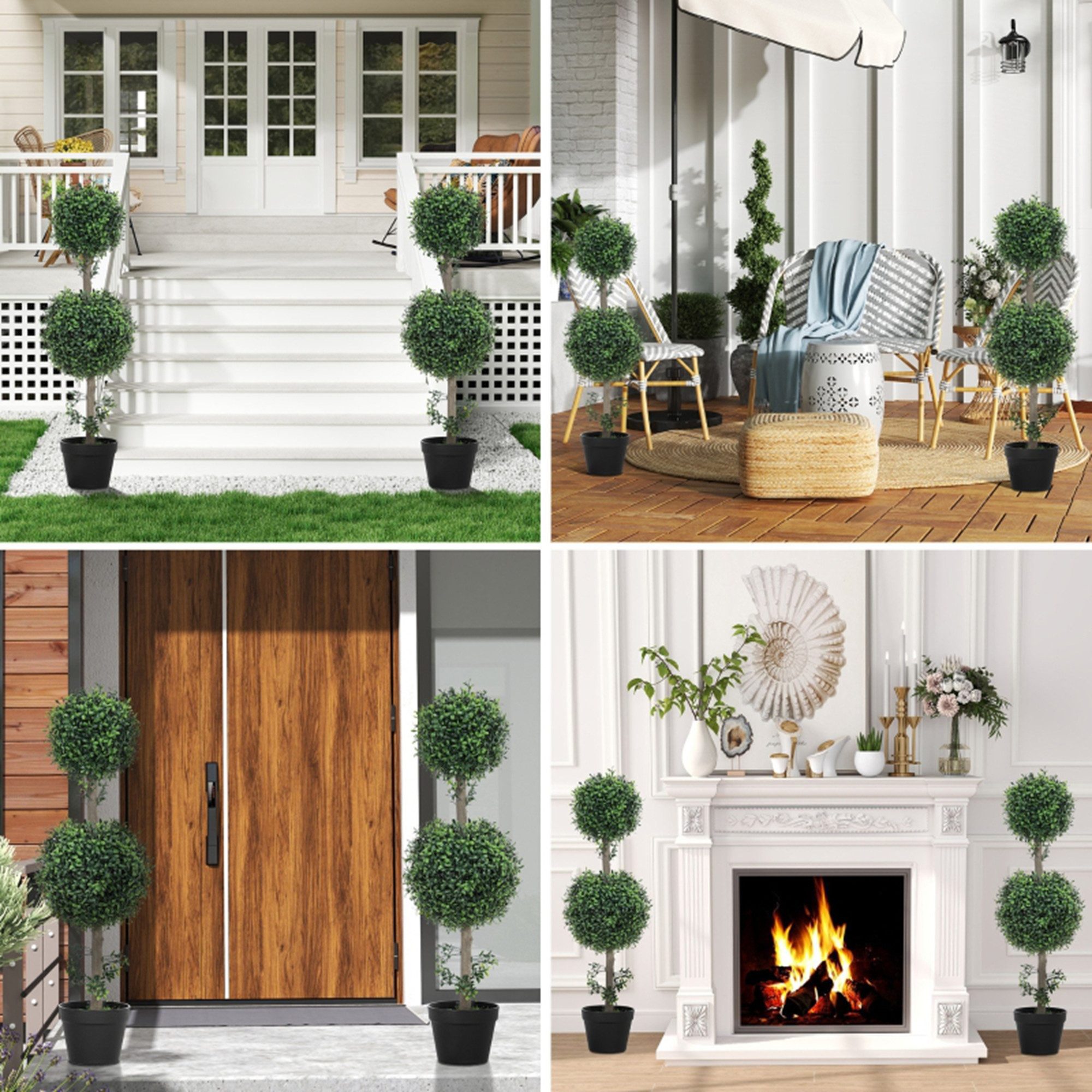 Kunstbaum Künstlicher Buchsbaum 2er-Set groß 91,6 cm künstliche Pflanzen, M günstig online kaufen