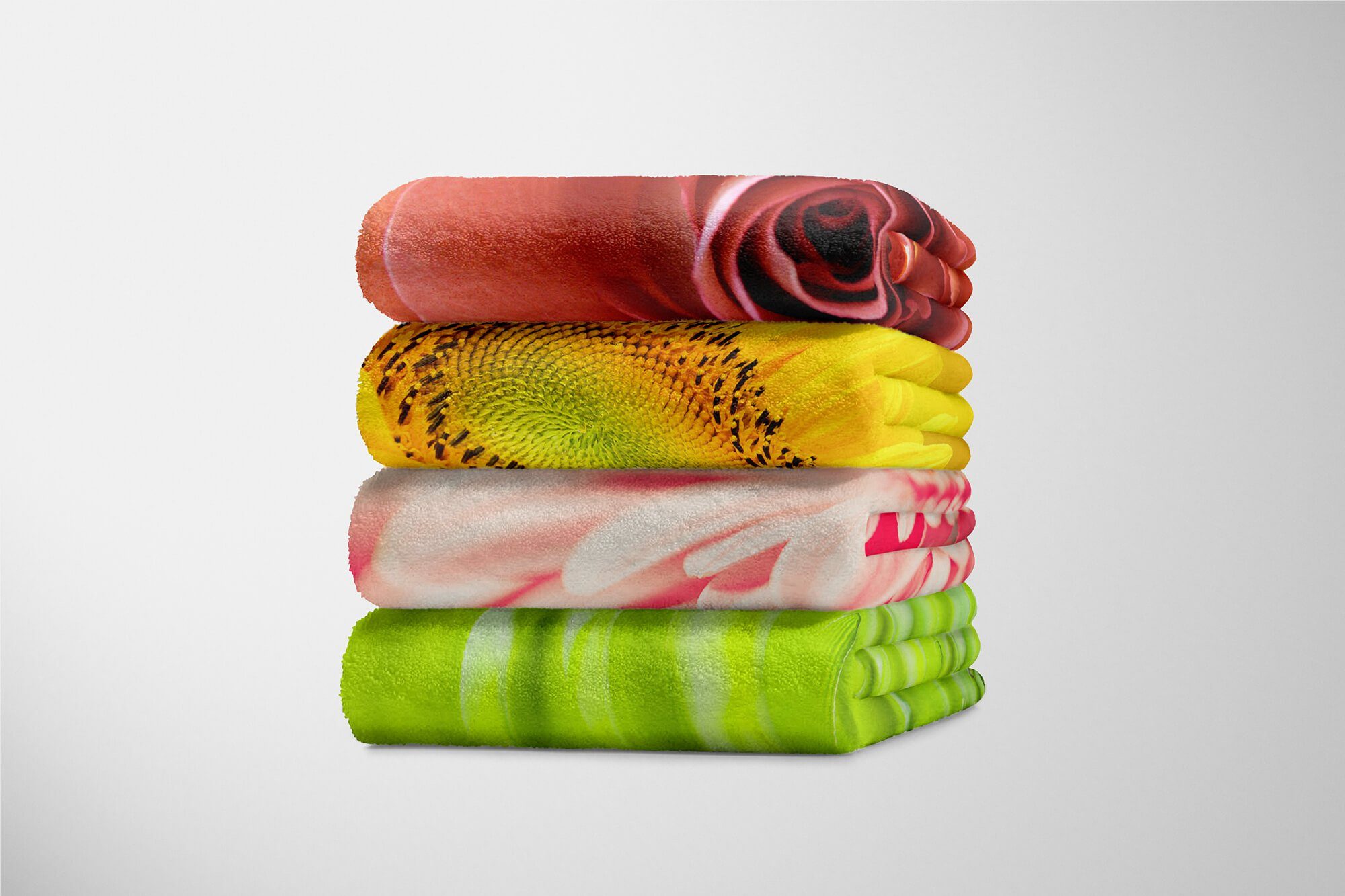 Strandhandtuch Sinus Baumwolle-Polyester-Mix Handtücher Handtuch Fotomotiv (1-St), Saunatuch Blume mit Kuscheldecke Schöne Blüte, Art Handtuch