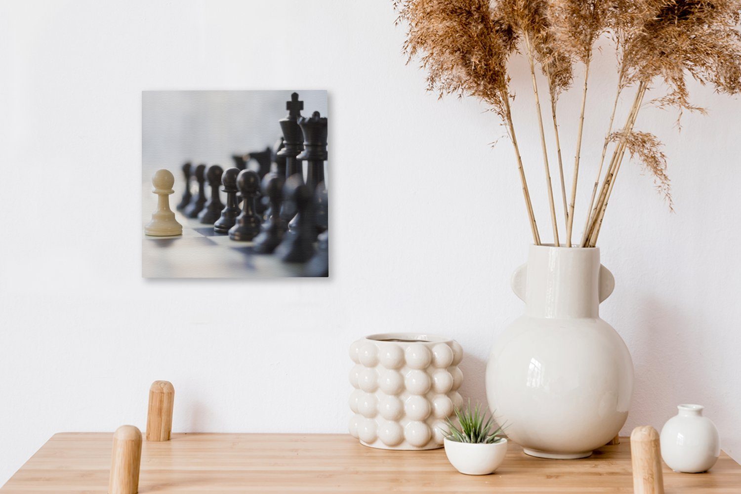 OneMillionCanvasses® Leinwandbild Schwarz beim Wohnzimmer (1 Schach, Leinwand St), Schlafzimmer gewinnt Bilder für