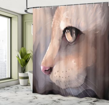 Abakuhaus Duschvorhang Moderner Digitaldruck mit 12 Haken auf Stoff Wasser Resistent Breite 175 cm, Höhe 180 cm, Katze Portrait Kitty-Katze Meow