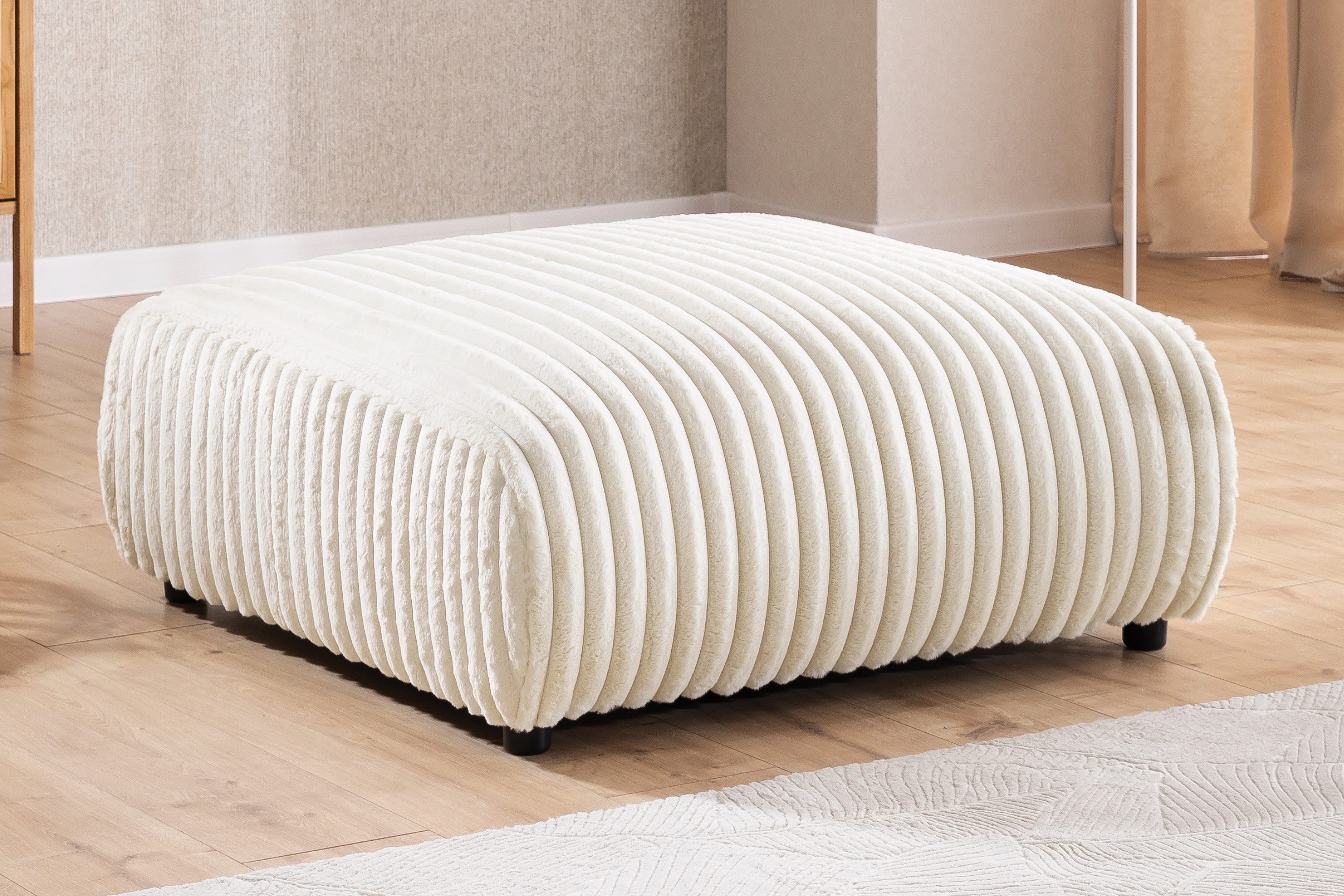 S-Style Möbel Polsterhocker Mollis aus Plüschcord mit schöner Sitzkomfort, günstig online kaufen