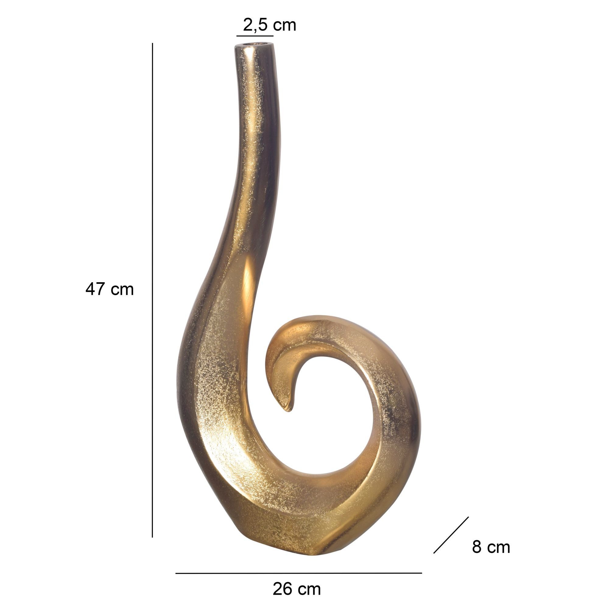 FINEBUY Tischvase FB65128 Vase Blumenvase 47 cm Aluminium Spirale Wohndeko Dekovase (Dekovase 47 cm Aluminium Gold Modern Klein Spirale), Alu Blumenvase Handgefertigt, Vase für Blumen