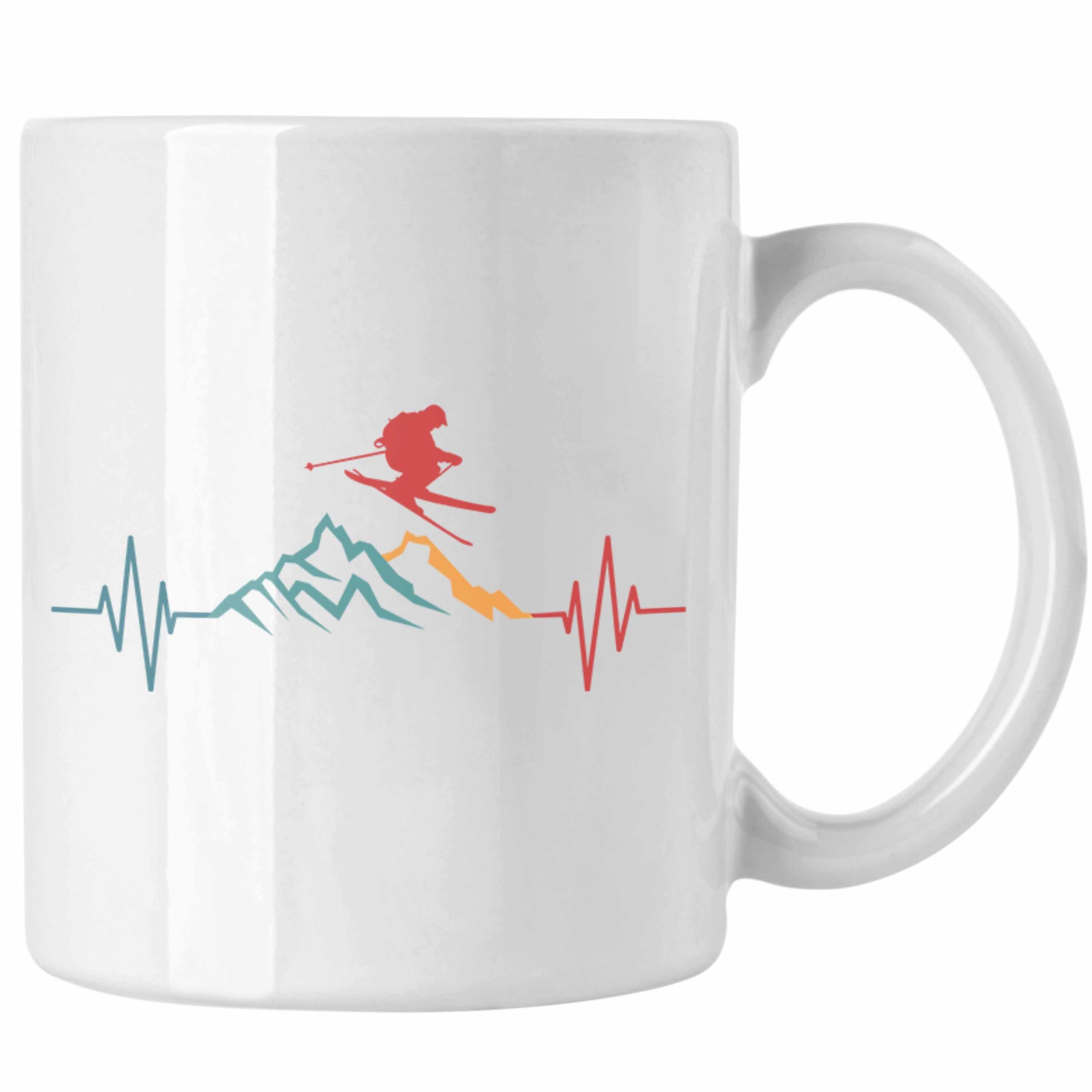 Trendation Tasse Trendation - Ski Tasse Geschenk Grafik Geschenkidee Skifahrer Geschenk Winter Weiss