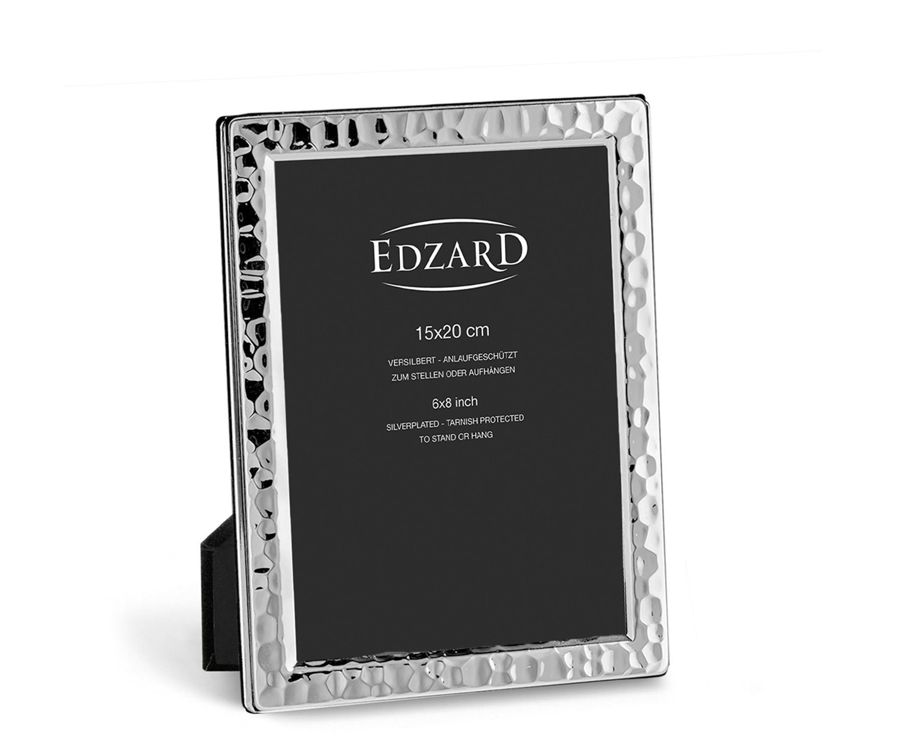 EDZARD Bilderrahmen Pavia, Fotorahmen, versilbert und anlaufgeschützt, 15x20 cm Bild, 2 Aufhänger