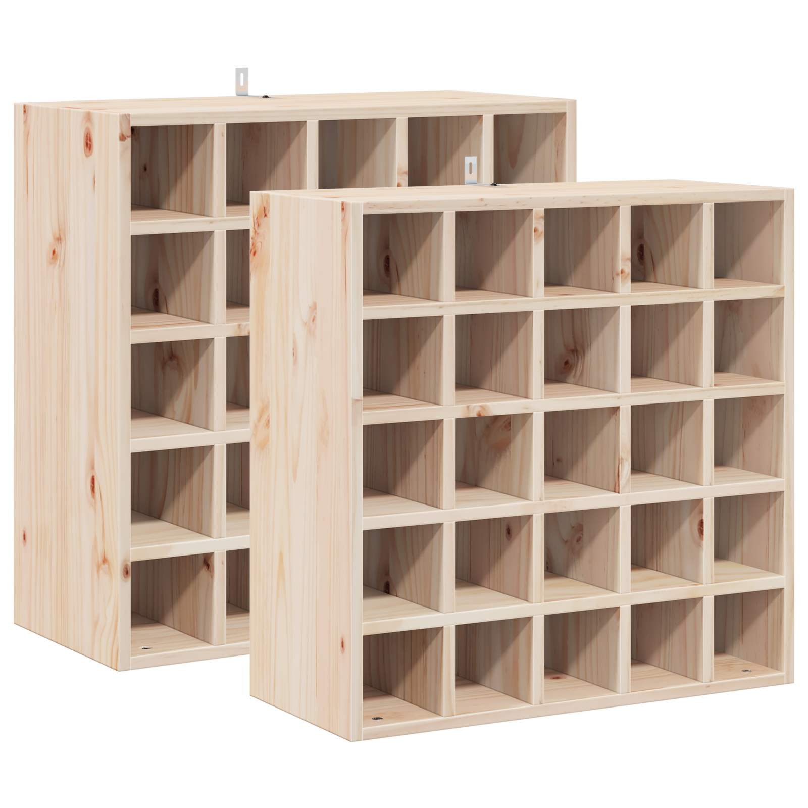 vidaXL Barschrank Weinregal 2 stk. Natur 56 x 25 x 56 cm Massives Kiefernholz (2-St)