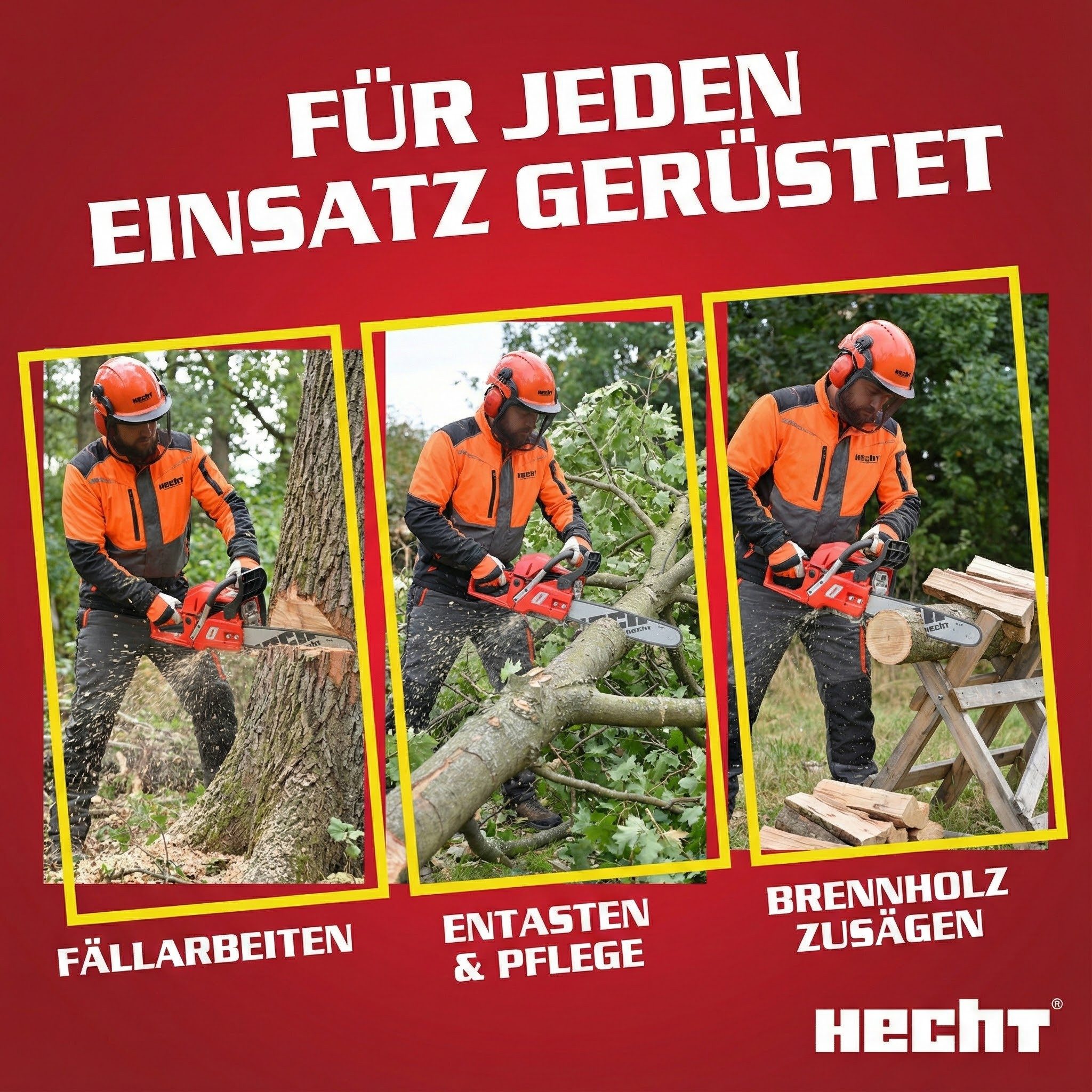Hecht Benzin-Kettensäge Motorsäge 56, 40 cm Schnittlänge, Kettenölung, 45 cm Schwertlänge, 2,95 PS, 12.000 U/min, 56,5 cm³, 21,8 m/s