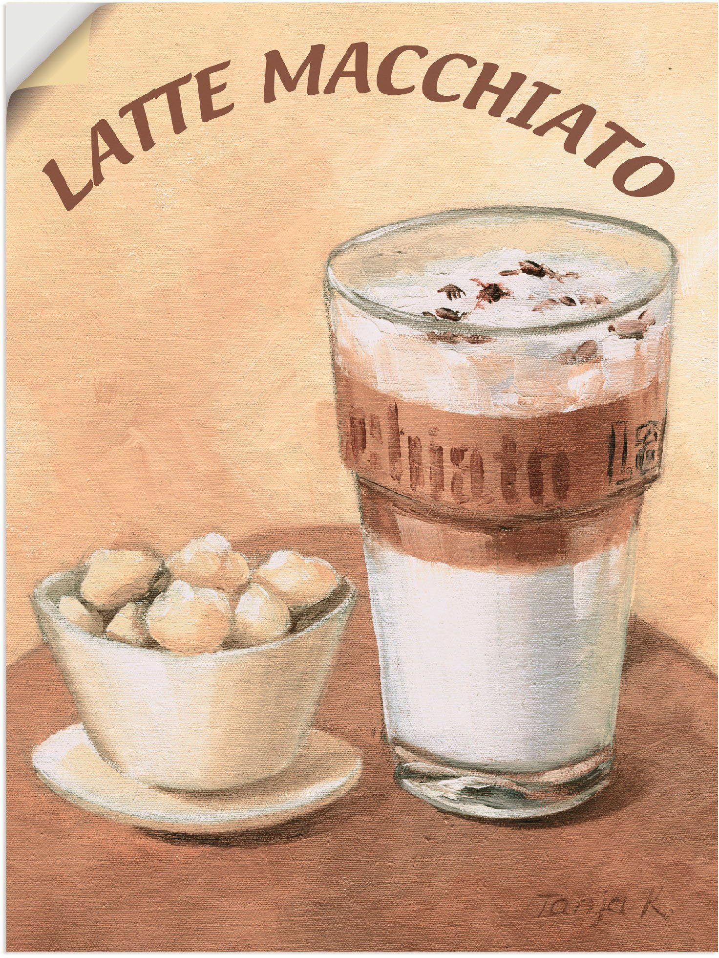 Artland Wandbild Latte Macchiato, oder St), Größen Getränke versch. Poster als Alubild, (1 in Wandaufkleber Leinwandbild