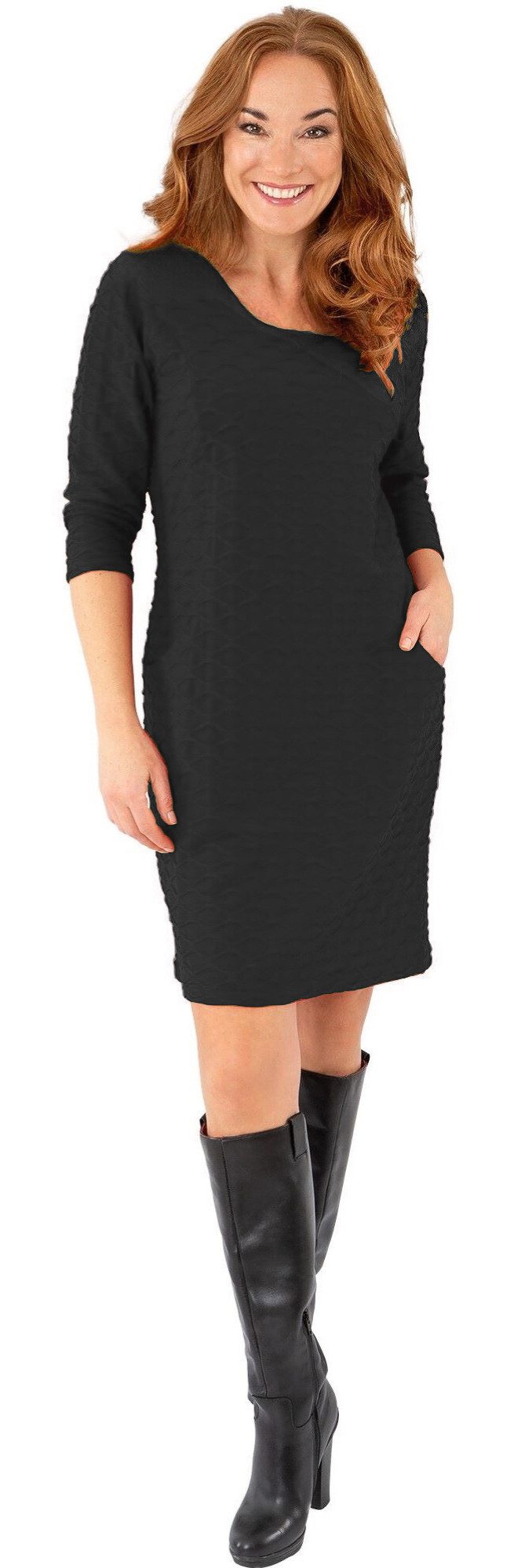 Estefania for woman Etuikleid 193-5107, mit Wabenstruktur und Eingrifftaschen 3/4 Arm