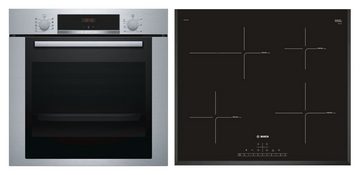 BOSCH Backofen-Set Einbaubackofen HBA3140S0 mit Bosch Induktionskochfeld - autark, 60cm