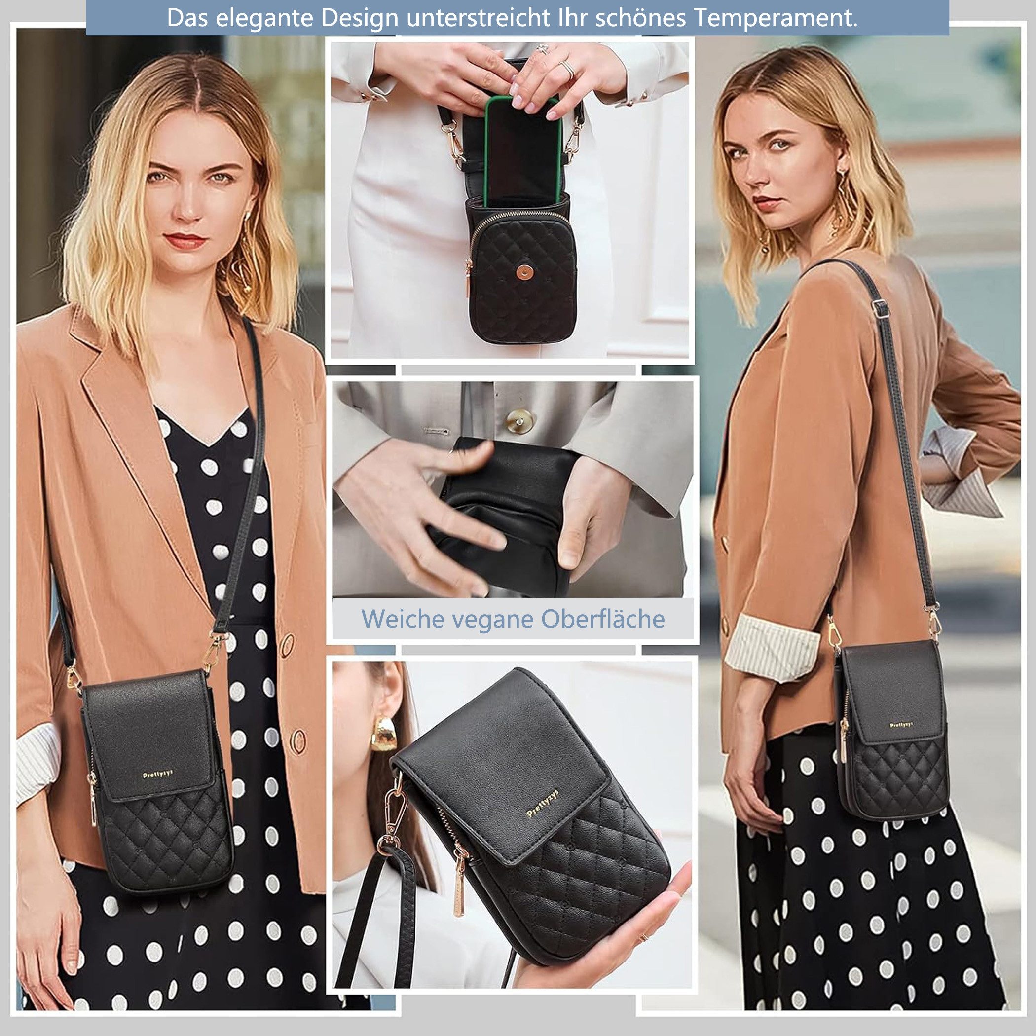 Zaewry Umhängetasche Umhängetasche Handytasche zum Umhängen, Crossbody-Tasche, Cross-Body Schultertasche mit Verstellbar Abnehmbar Schultergurt – Bild 4 von 5