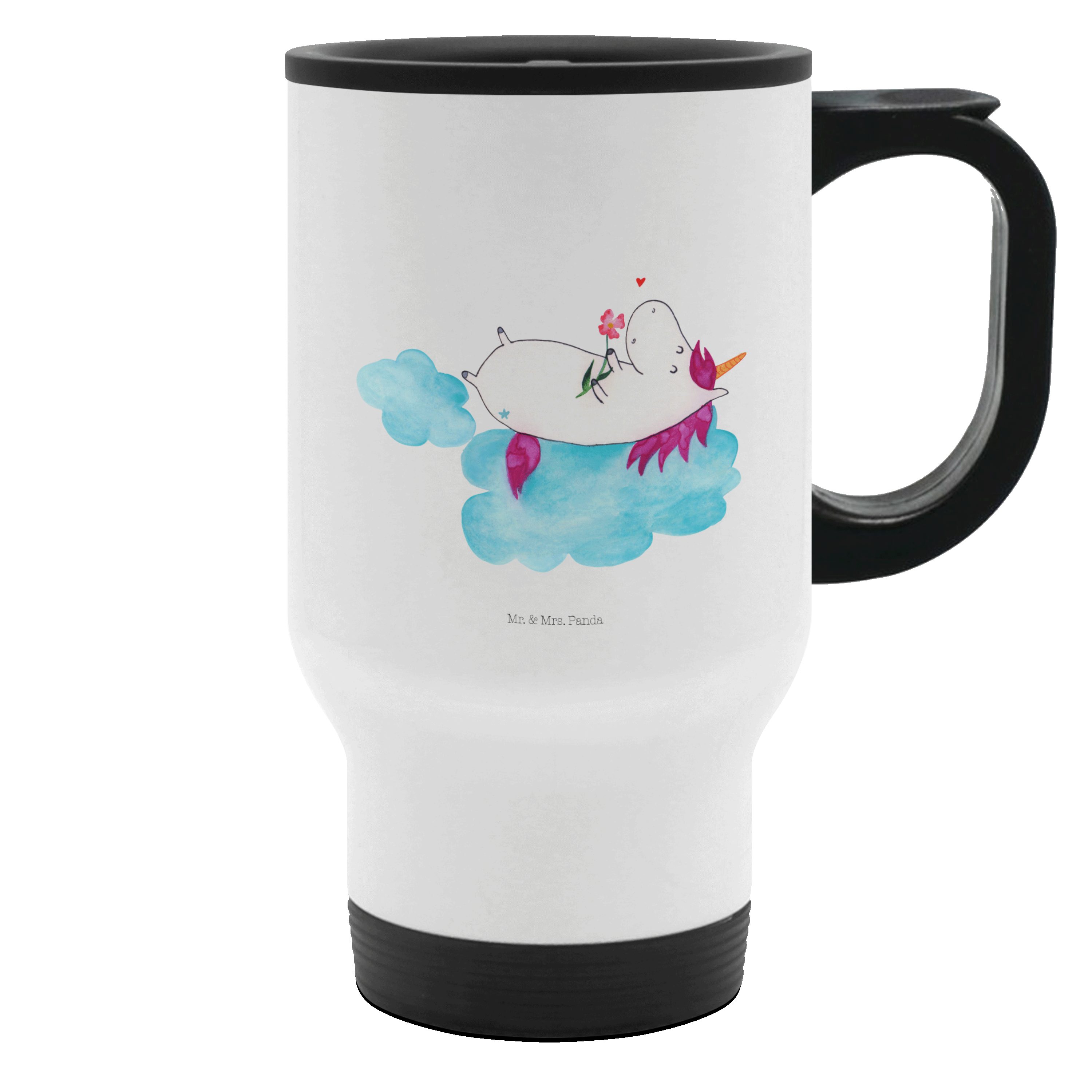 Mr. & Mrs. Panda Thermobecher Einhorn Verliebt, To Go Becher, Weiß, Kaffeebecher, Wolke, Einhörner, Edelstahl, Camping Becher Edelstahl Trinkbecher Becher Für Unterwegs