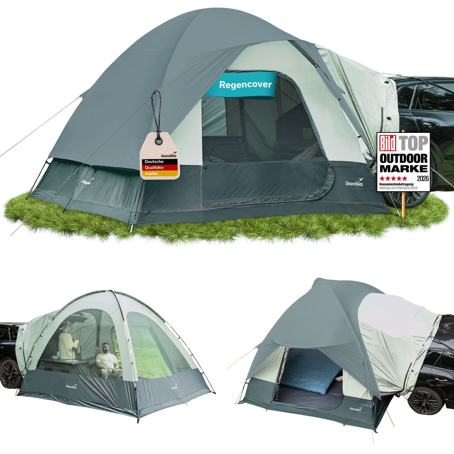 Skandika Buszelt Heckzelt Pitea SUV Protect, für Auto, CUV, Bus, Minivan, freistehend, Personen: 4 (Transporttasche, recyceltes Material, Haken für Campinglampe), eingenähter Zeltboden, 2,2 m Stehhöhe, wasserfest, 5000mm Wassersäule