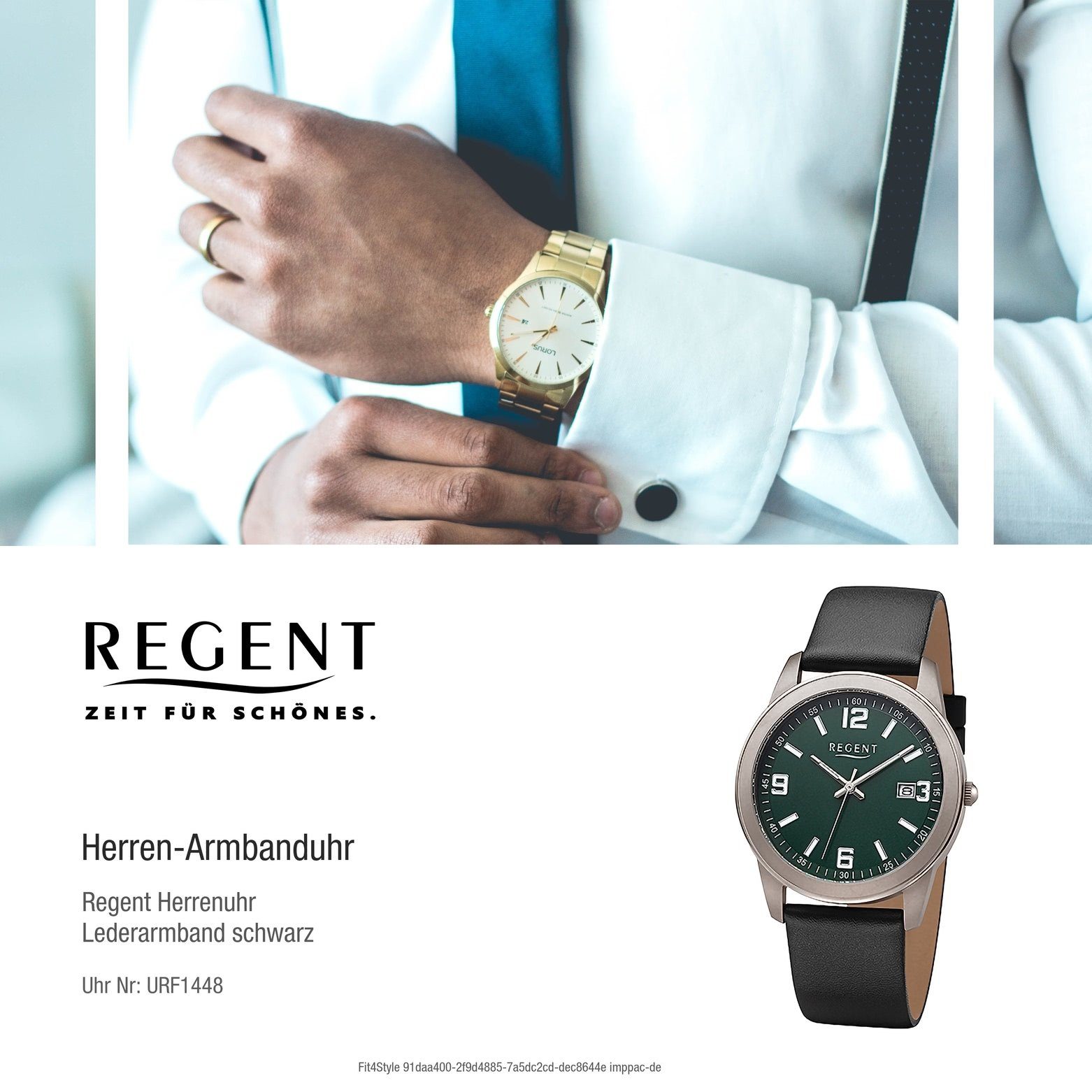 extra Herren Regent Armbanduhr Lederarmband 38mm), groß (ca. Regent Analog, rund, Armbanduhr Quarzuhr Herren