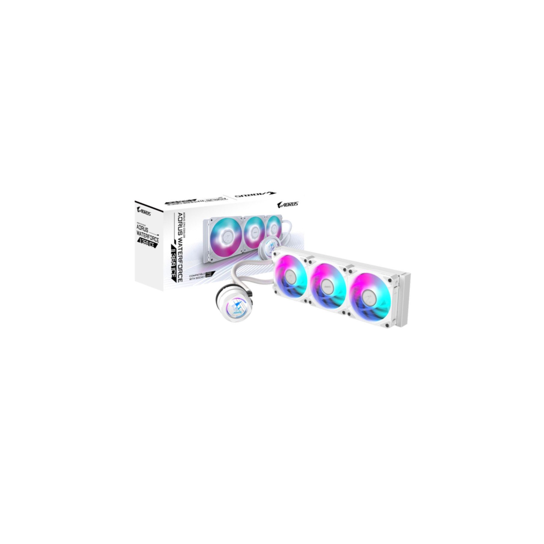 Gehäuselüfter AORUS WATERFORCE II 360 ICE AIO Flüssigkeits-CPU-Kühler - 3x120mm ARGB