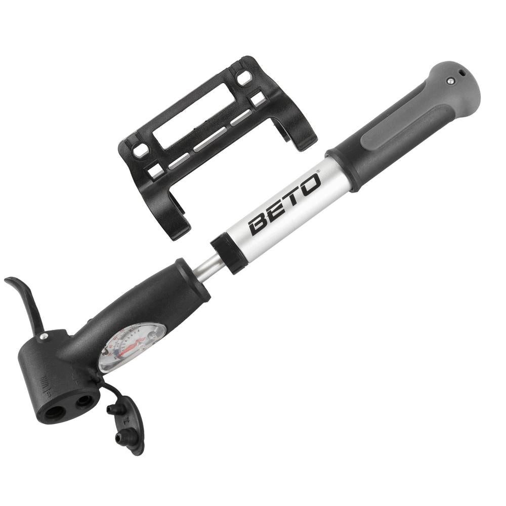 Beto Fahrradpumpe BETO Double-HxS Minipumpe - Manometer, AV/DV/FV, 250 mm