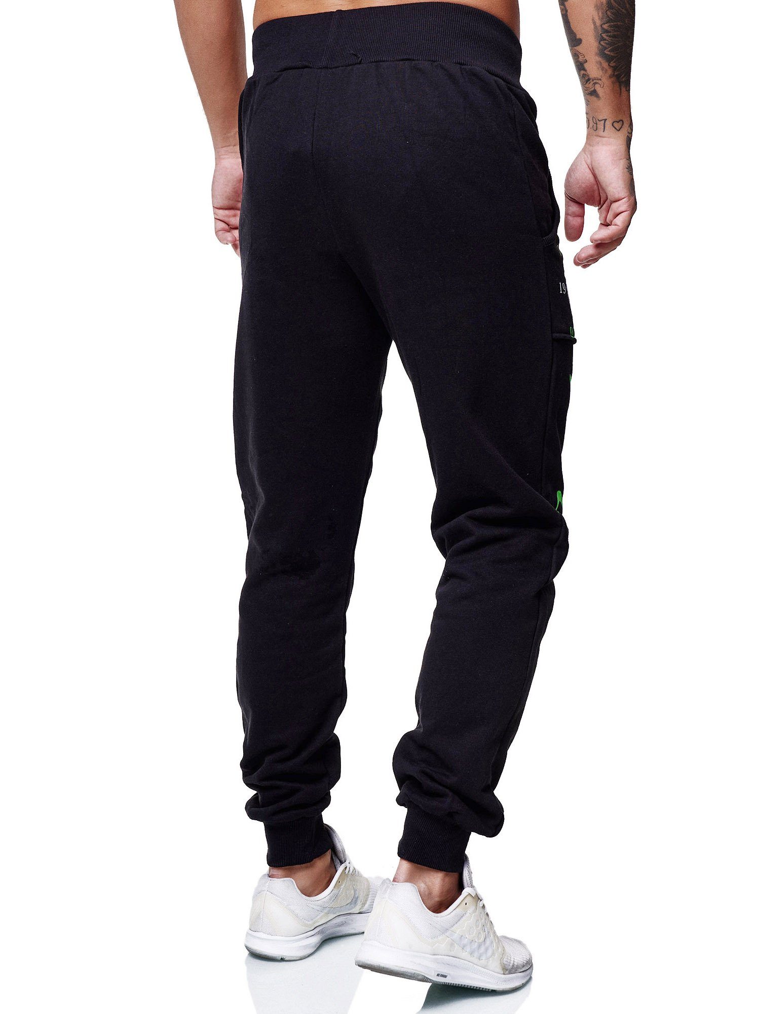 Sweatpants Trainingshose Jogginghose (1-tlg) Sporthose Jogginghose Code47 Herren Schwarz-grün Männer 3628