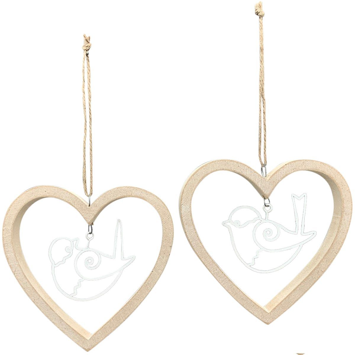 matches21 HOME & HOBBY Dekohänger Fensterdeko hängende Frühlingsdeko Herz Holz 2er Set (2 St)