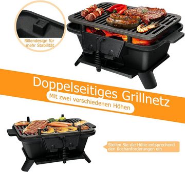 KOMFOTTEU Holzkohlegrill Campinggrill, mit Grillrost, abnehmbarem Dämpfer