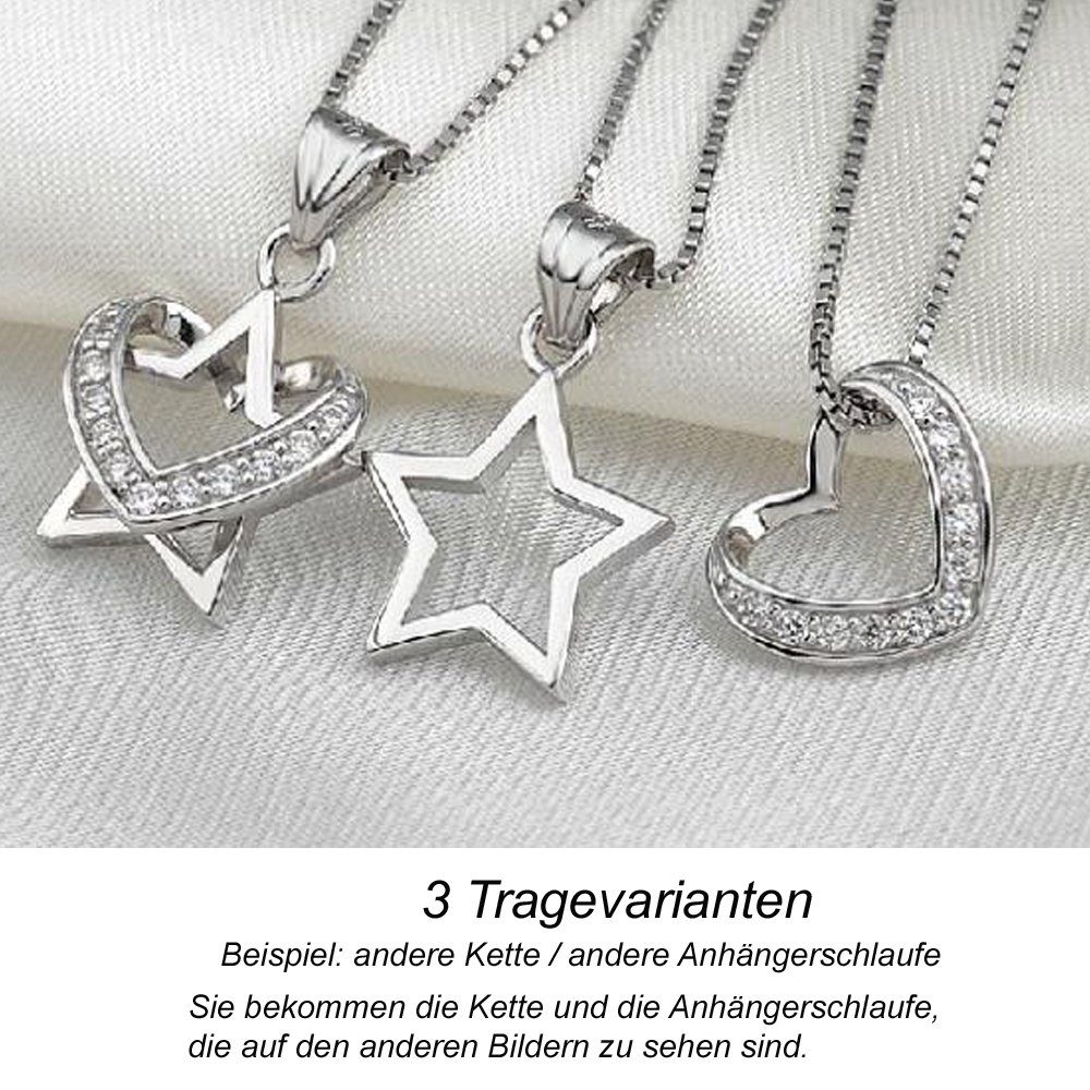 Limana Herzkette 925 Silber Herz Kette Damen 3in1 Stern Geschenk Freundin filigran (inkl. Geschenkdose), Liebe Schmuck für Frauen Ehefrau Liebesgeschenk