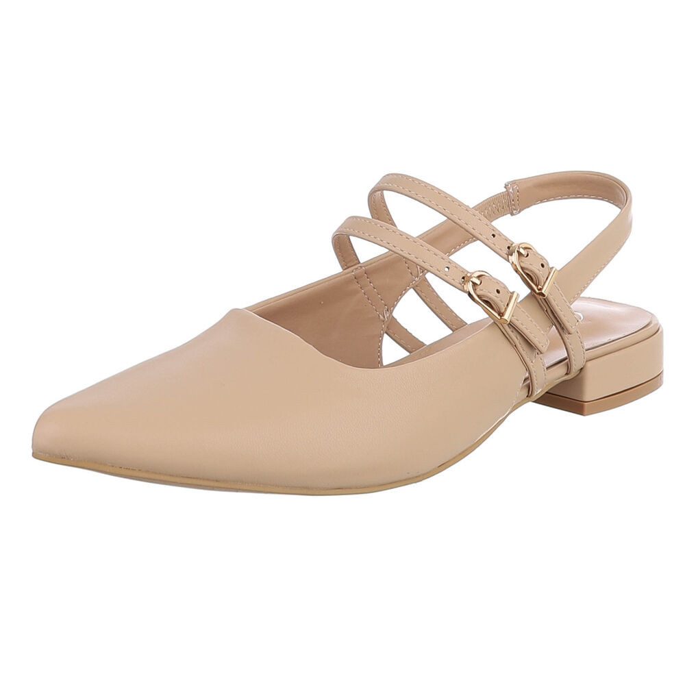 Ital-Design Damen Slingback-Pumps mit Blockabsatz elegant Schnürpumps (91742427) Blockabsatz Schnür- & Riemchenpumps in Hellbraun