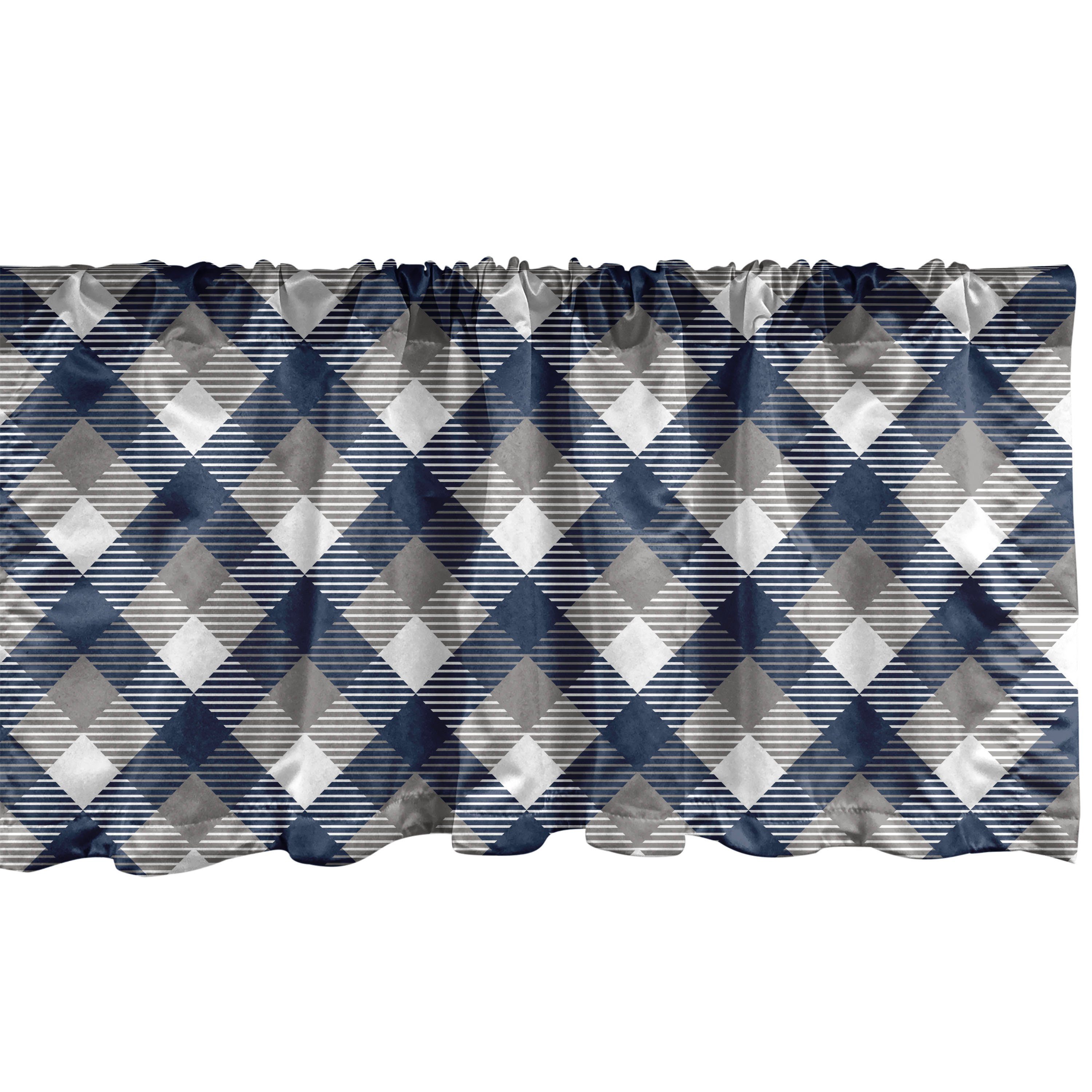 Scheibengardine Vorhang Volant Stangentasche, Kariert Dekor Küche Tartan-Form Microfaser, Schlafzimmer Checkered Abakuhaus, mit für