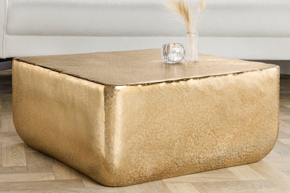 riess-ambiente Couchtisch UNIT 70cm gold (Einzelartikel, 1-St), Wohnzimmer · Metall · eckig · Handarbeit · Hammerschlag Design