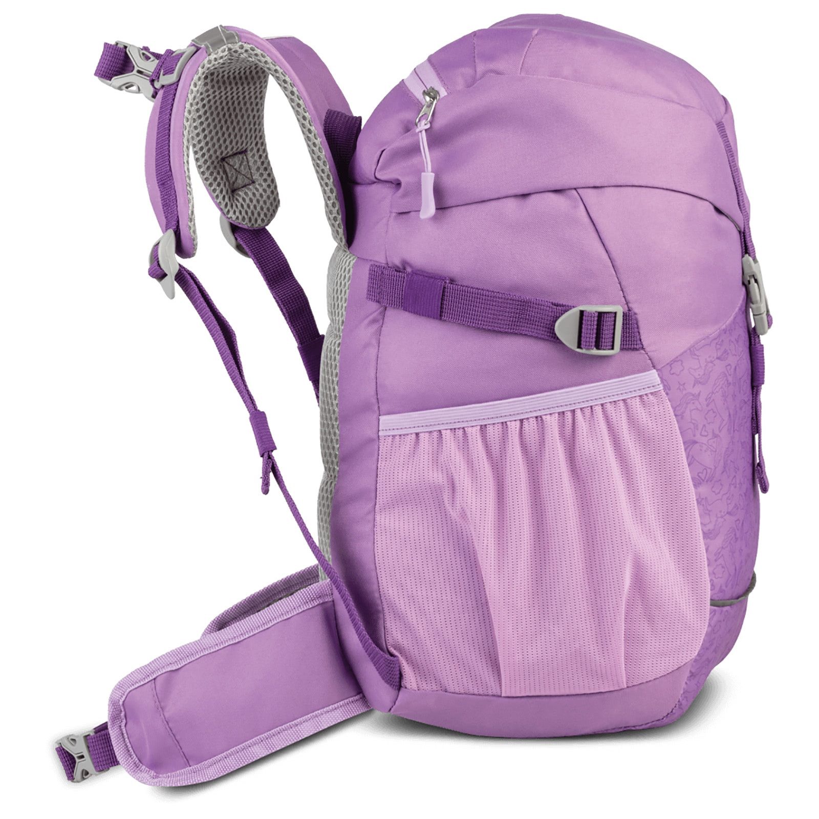 fabrizio® Rucksack Fabrizio Rucksack violett Polyester, Kinder Kinderrucksack Polyester, recycelt, violett ca. 19cm hoch