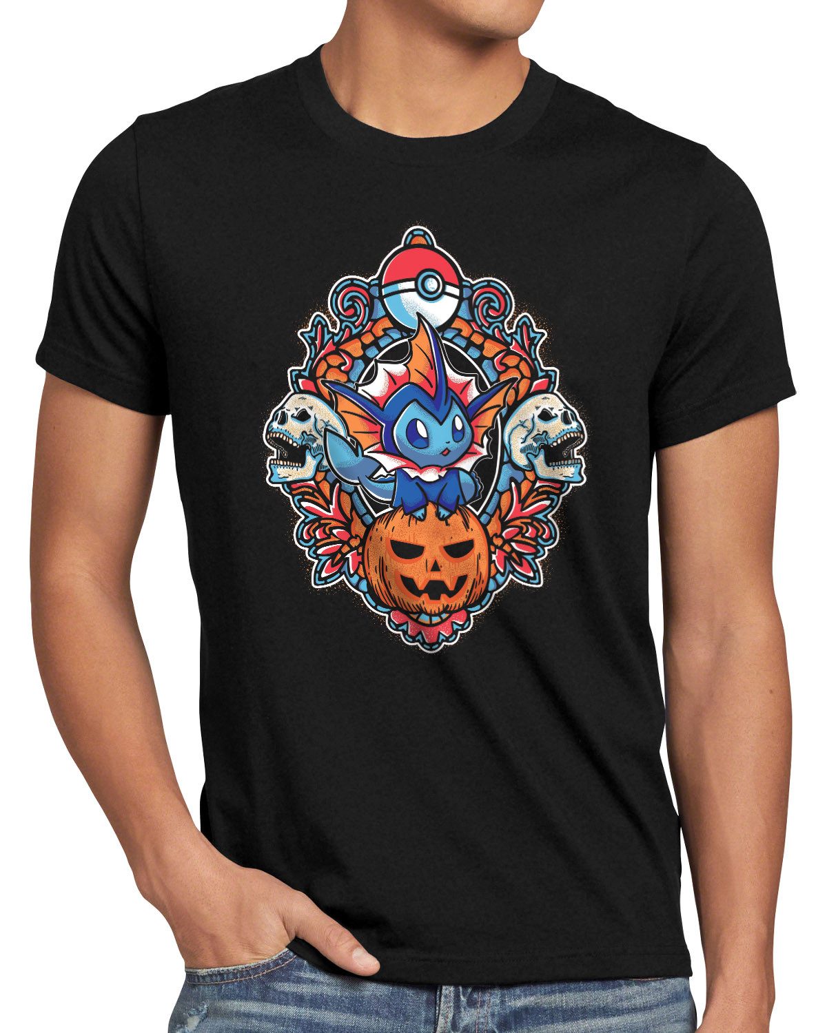 style3 T-Shirt pokemon pikachu mewtu glumanda aquana pokedex gameboy halloween go