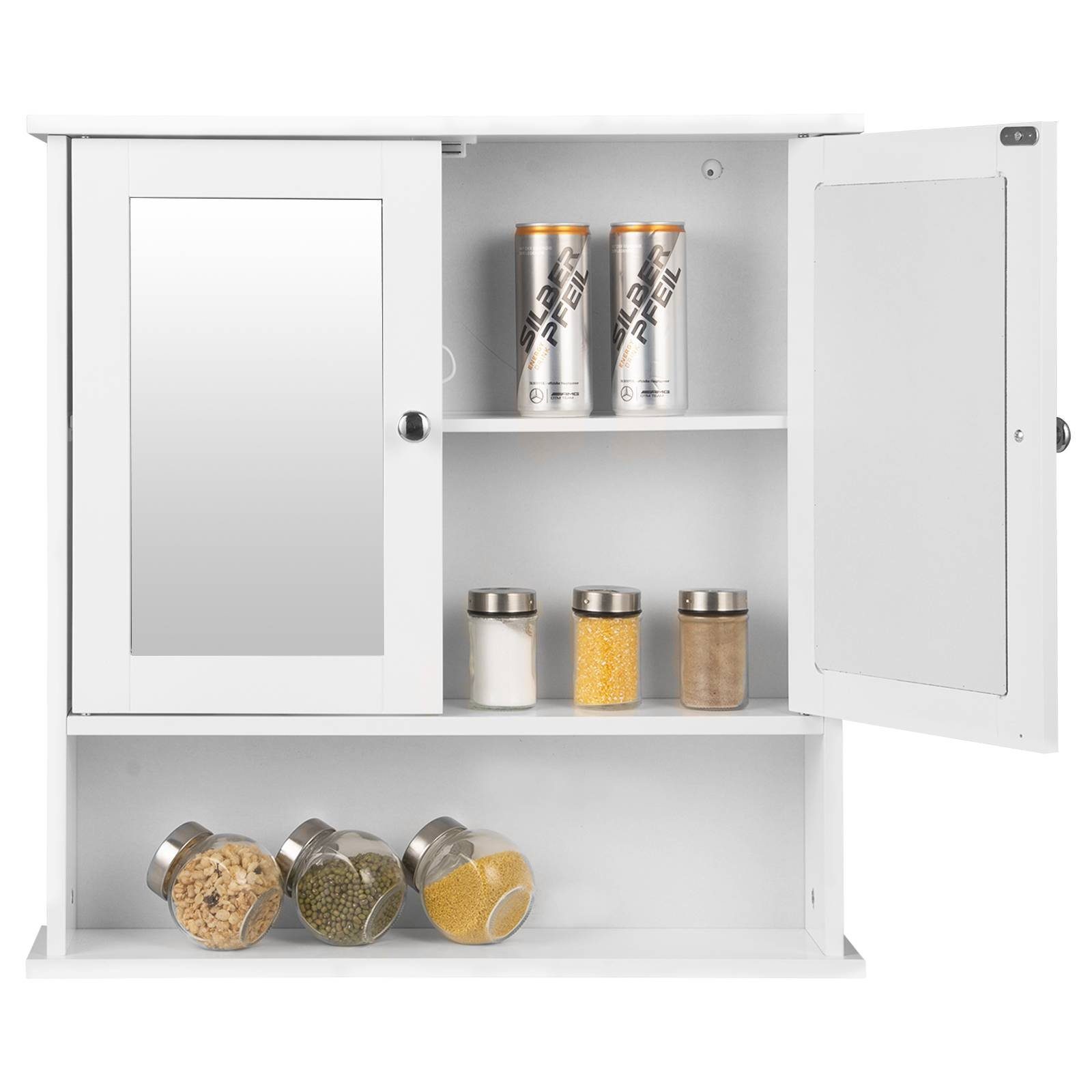 Woltu Badezimmerspiegelschrank (1-St) höhenverstellbarer Einlegeboden weiß