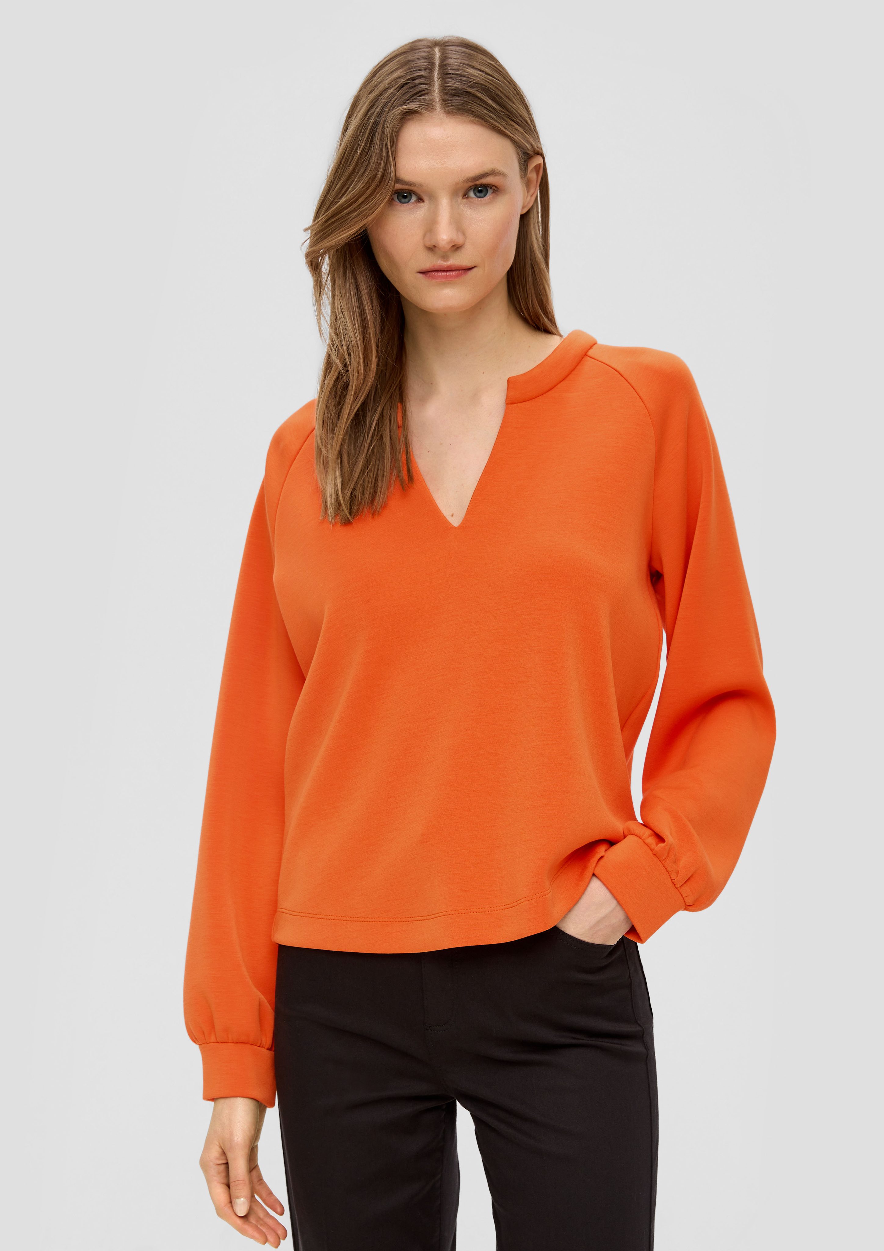 s.Oliver BLACK LABEL Sweatshirt Sweatshirt mit Tunikaausschnitt orange