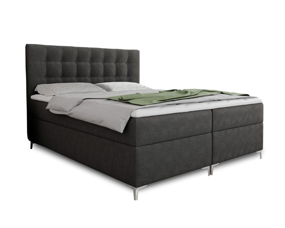 Deine Мебель 24 Boxspringbett Bett ERIK mit Bonell-Federkernmatratze H3 inkl. Topper (120z200 cm 140x200 cm, 160x200 cm, 180x200 cm, 200x200 cm)