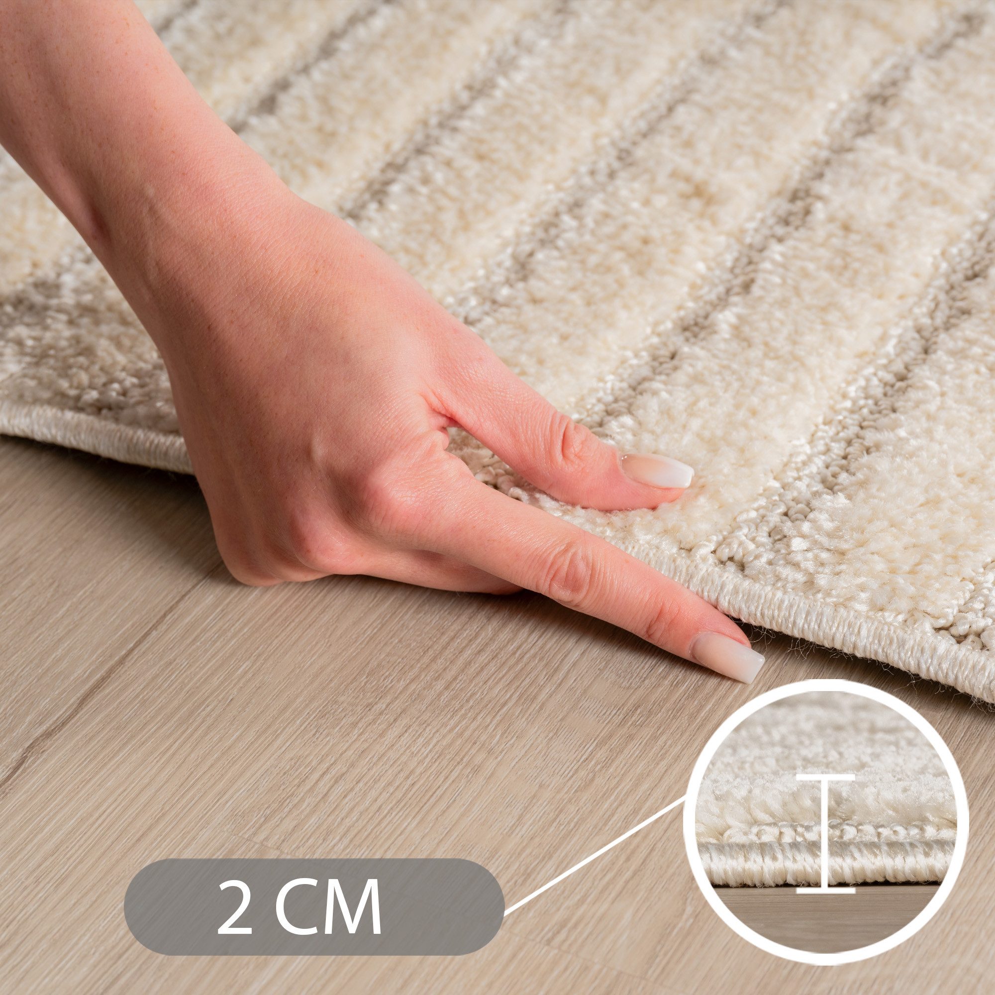 Teppium Hochflor-Teppich Boho-Design, Rechteckig, Höhe: 20 mm, Teppich Wohnzimmer Boho Design 3D Optik Skandinavische Stil