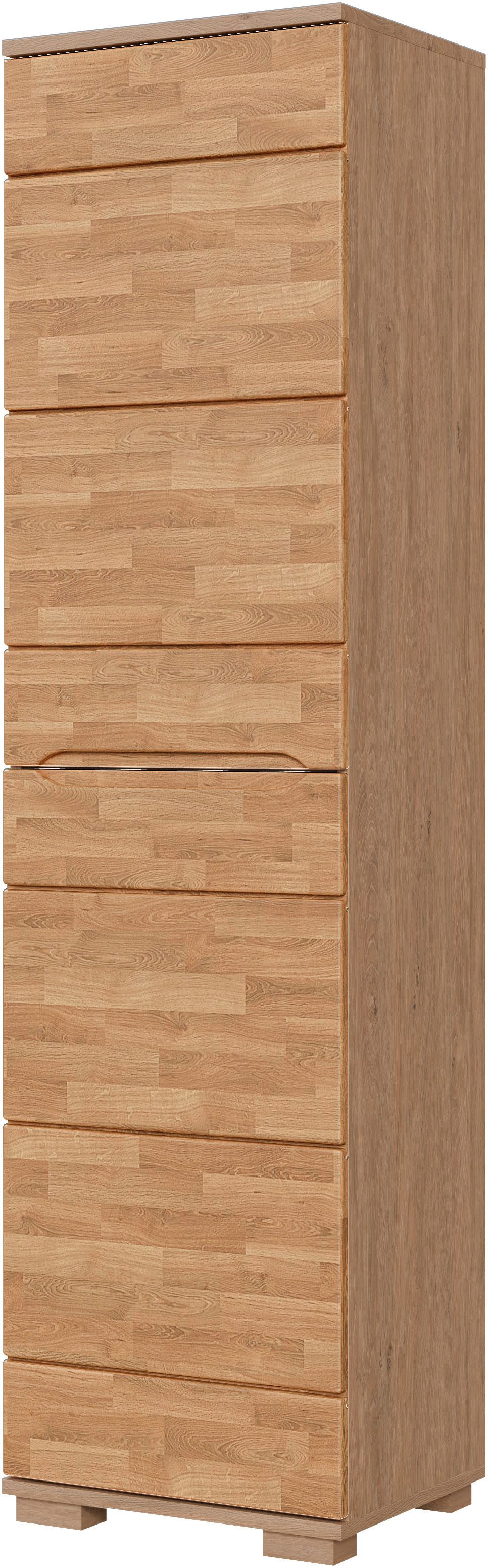 Home affaire Schuhschrank VETRO Mehrzweckschrank, 7 Fächer, Türen L/R montierbar, Griffmulden Eiche B/T/H: 50/40/190cm, Fronten aus Massivholz