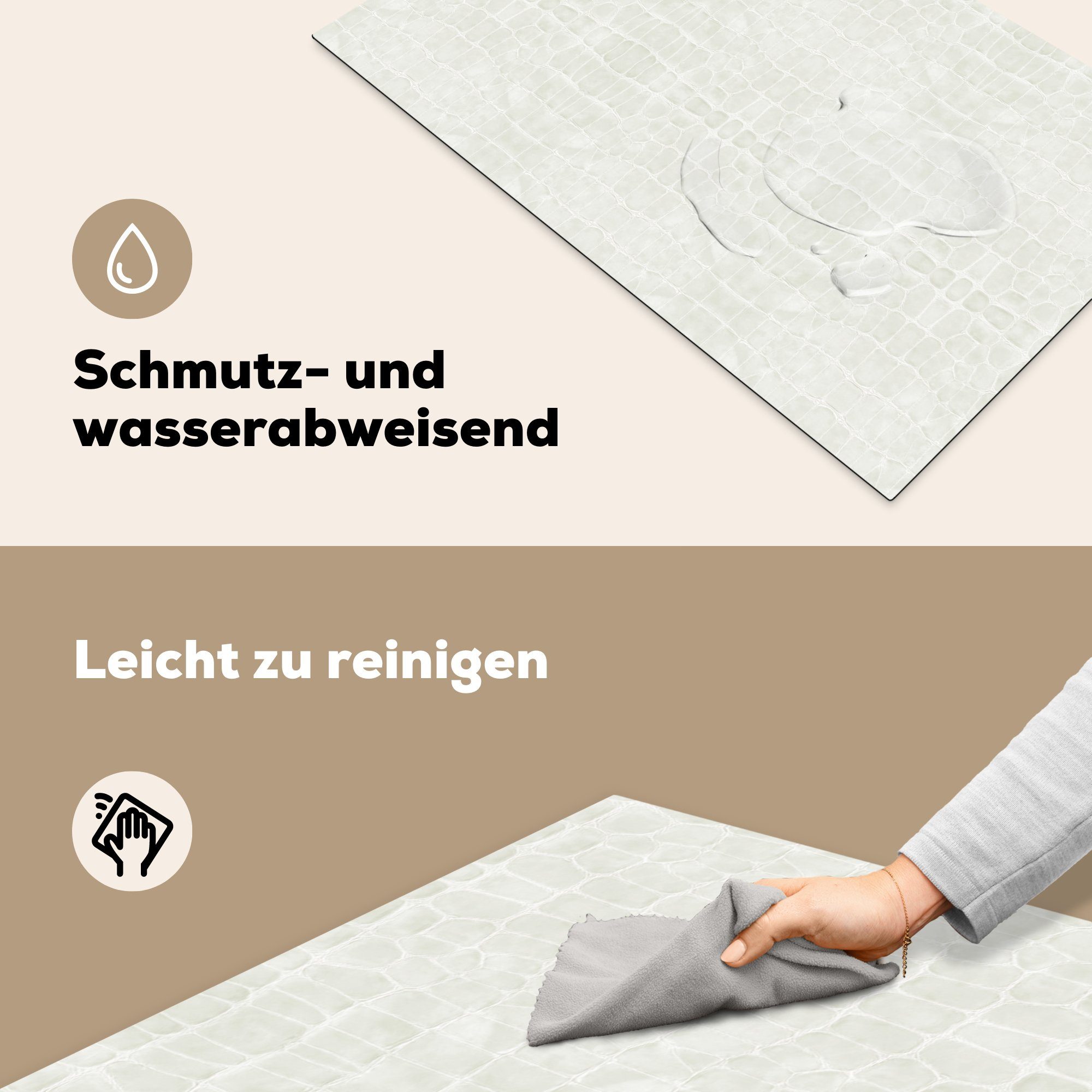 Arbeitsplatte MuchoWow (1 - - Vinyl, tlg), für küche Tierhaut, Textur Herdblende-/Abdeckplatte cm, - Induktionsschutz 83x51 Leder Ceranfeldabdeckung,