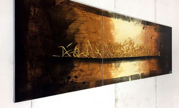 WandbilderXXL Gemälde Mystery Gold 180 x 60 cm, Abstraktes Gemälde, handgemaltes Unikat